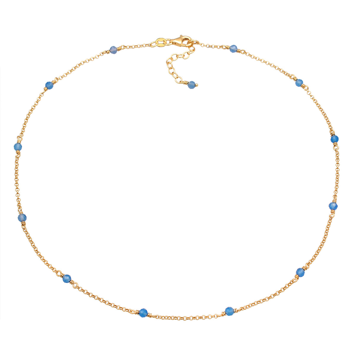 Gold - Elli | Halskette Beads | Achat (Blau) | 925er Sterling Silber Vergoldet