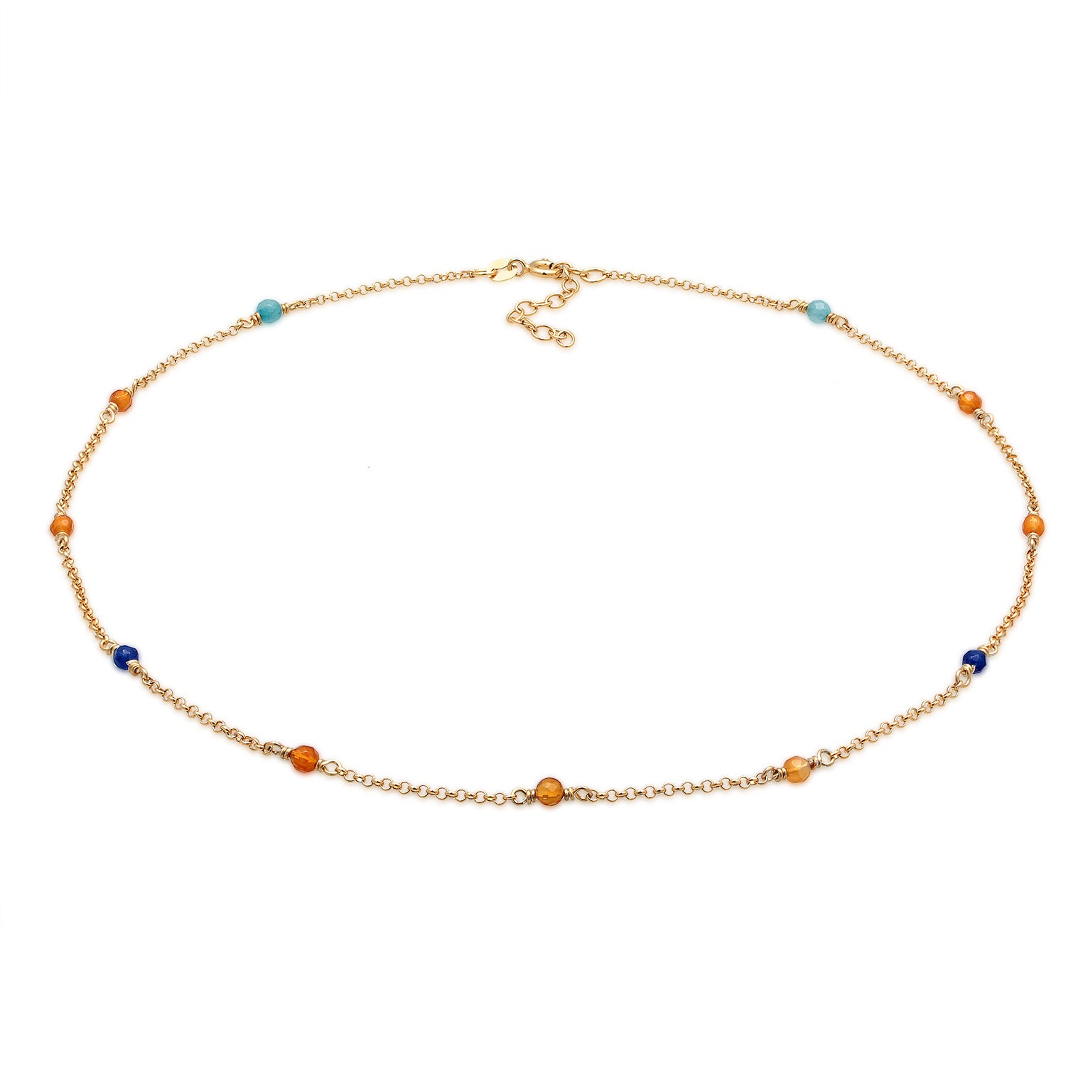 Zweifarbig - Elli | Halskette Beads | Achat (Bunt) | 925er Sterling Silber Vergoldet