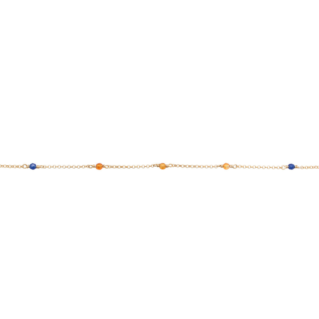 Zweifarbig - Elli | Halskette Beads | Achat (Bunt) | 925er Sterling Silber Vergoldet