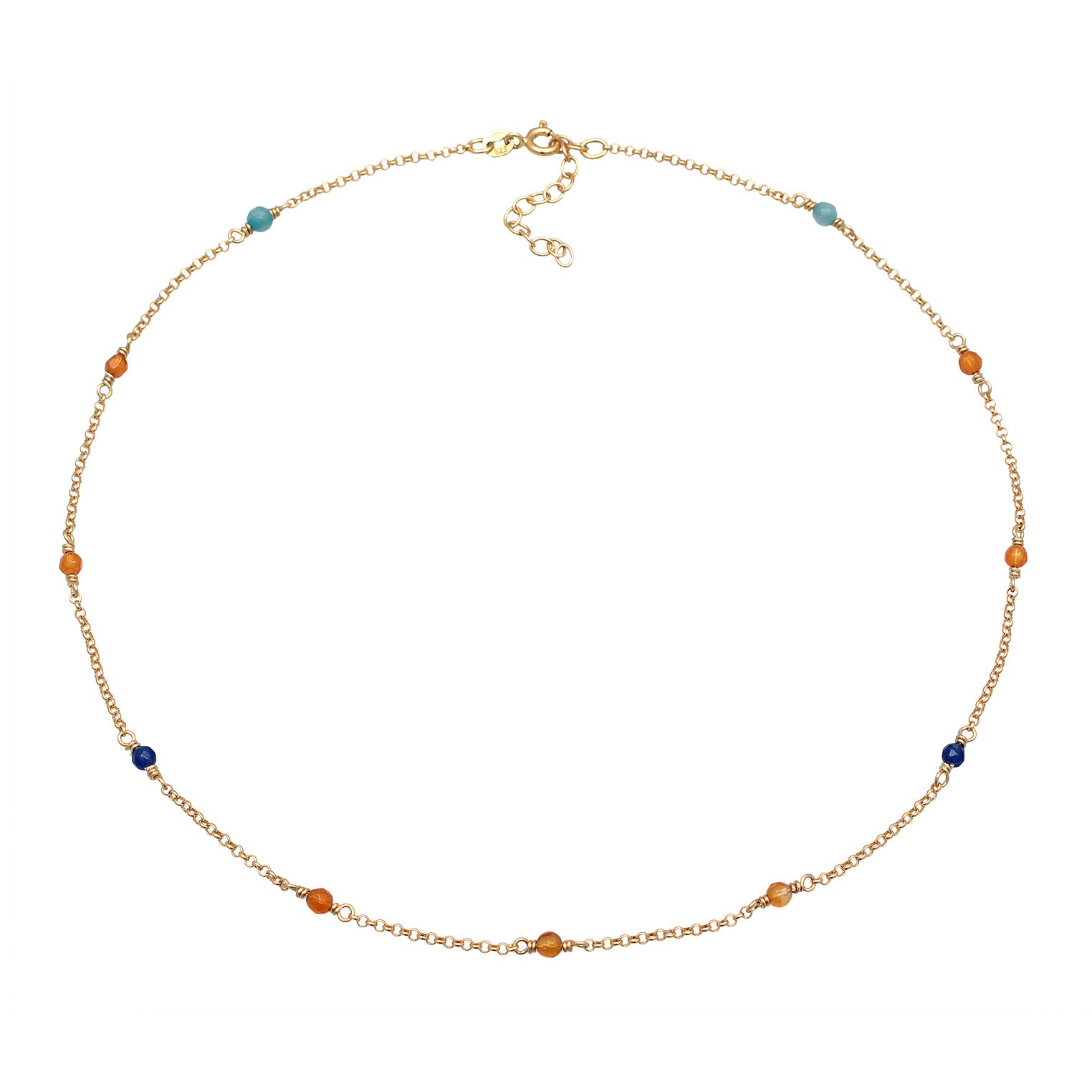 Zweifarbig - Elli | Halskette Beads | Achat (Bunt) | 925er Sterling Silber Vergoldet