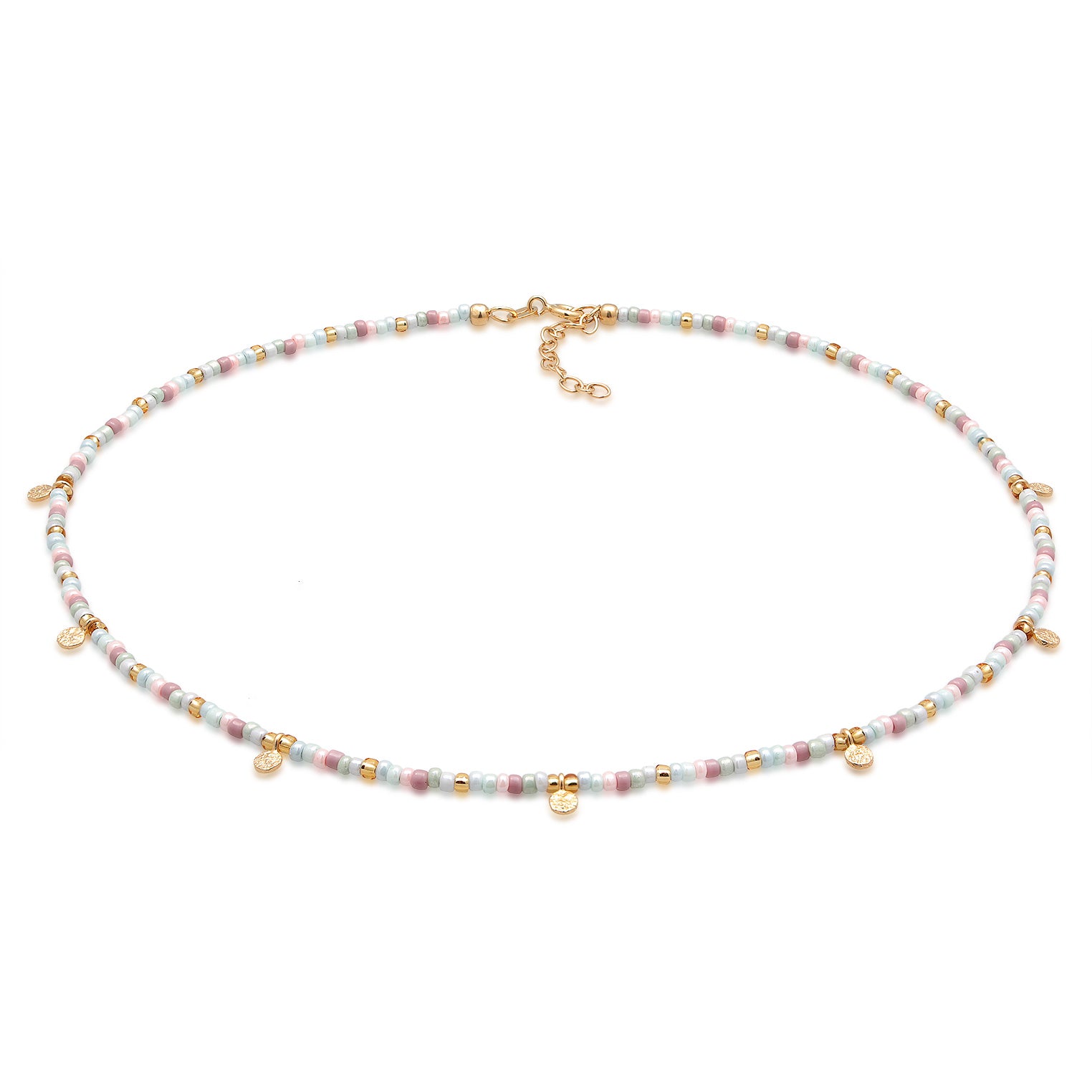 Zweifarbig - Elli | Halskette Plättchen Beads | 925er Sterling Silber Vergoldet