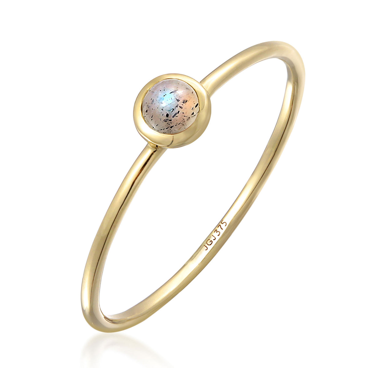 Gold - Elli PREMIUM | Solitär-Ring | Labradorit (Weiß) | 375er Gelbgold