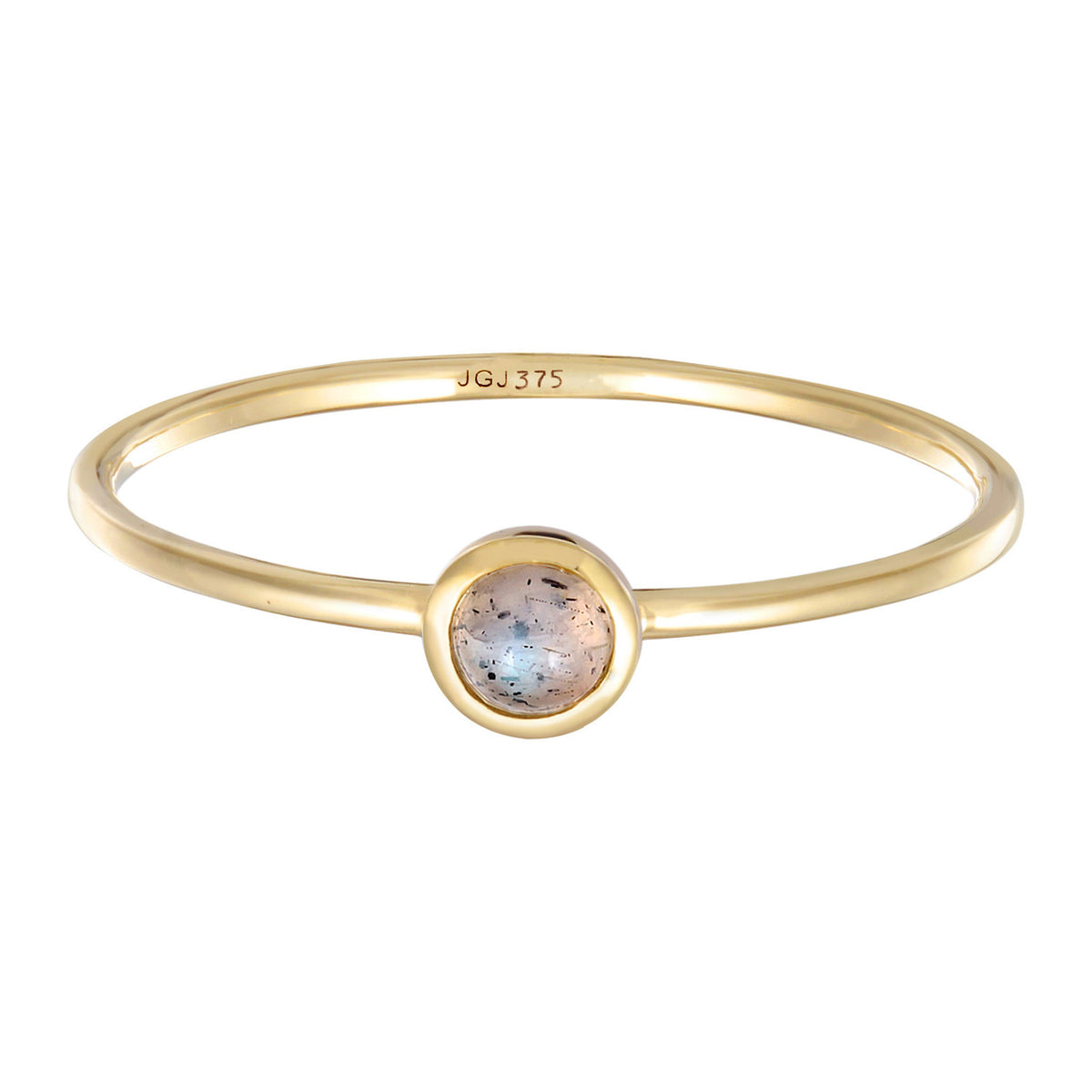 Gold - Elli PREMIUM | Solitär-Ring | Labradorit (Weiß) | 375er Gelbgold