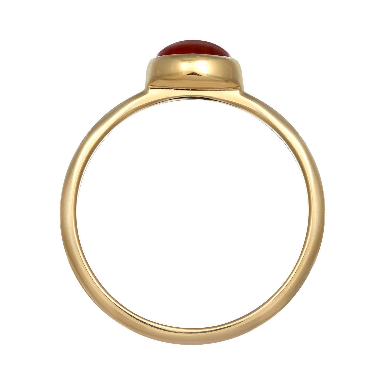Gold - Elli PREMIUM | Solitär-ring | Karneol (Rot) | 925er Sterling Silber Vergoldet