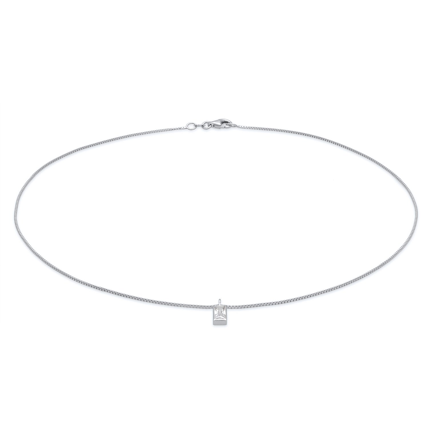 Silber - Elli | Halskette Solitär | Zirkonia (Weiß) | 925er Sterling Silber