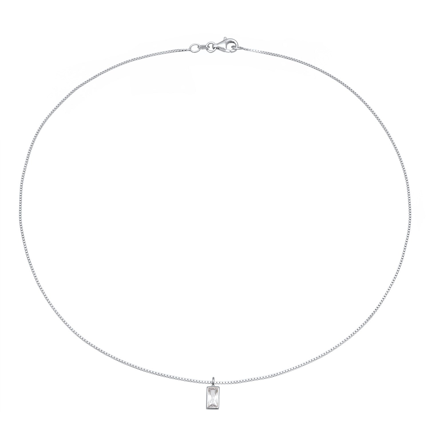 Silber - Elli | Halskette Solitär | Zirkonia (Weiß) | 925er Sterling Silber