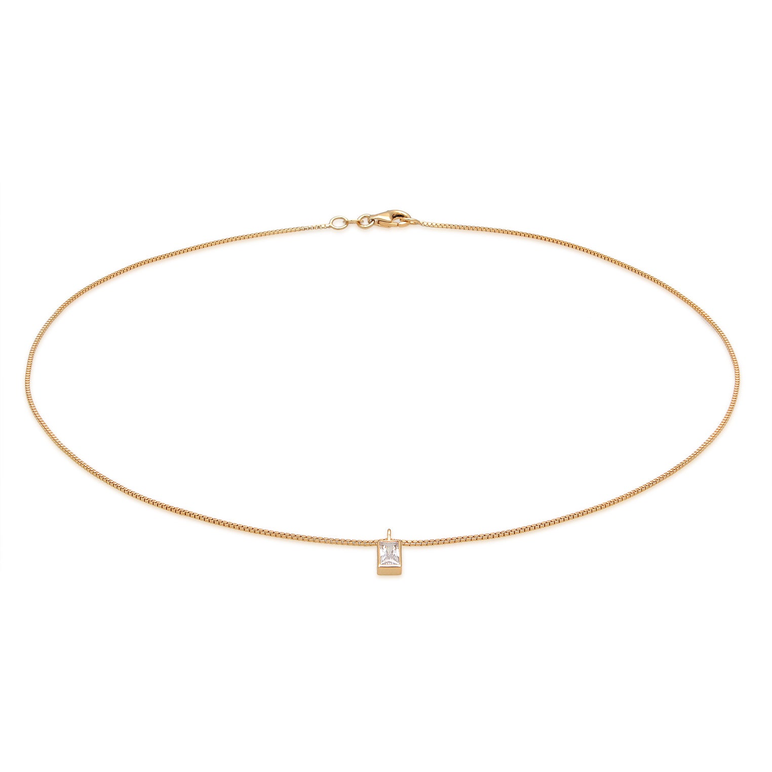 Gold - Elli | Halskette Solitär | Zirkonia (Weiß) | 925er Sterling Silber Vergoldet