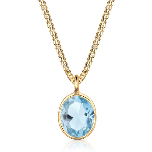 Gold - Elli | Halskette | Topas (Hellblau) | 925er Sterling Silber Vergoldet