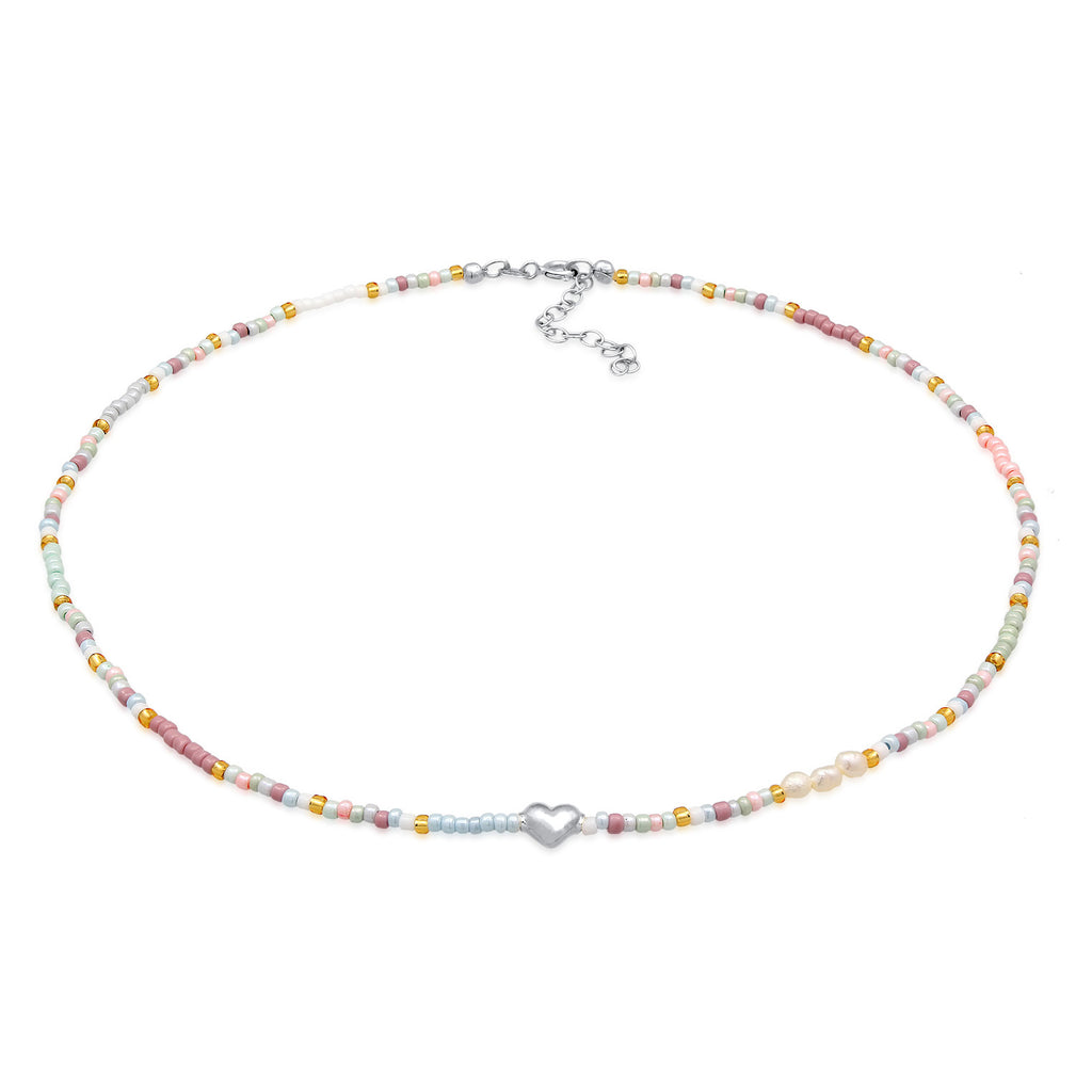 Silber - Elli | Choker Beads Herz | 925er Sterling Silber