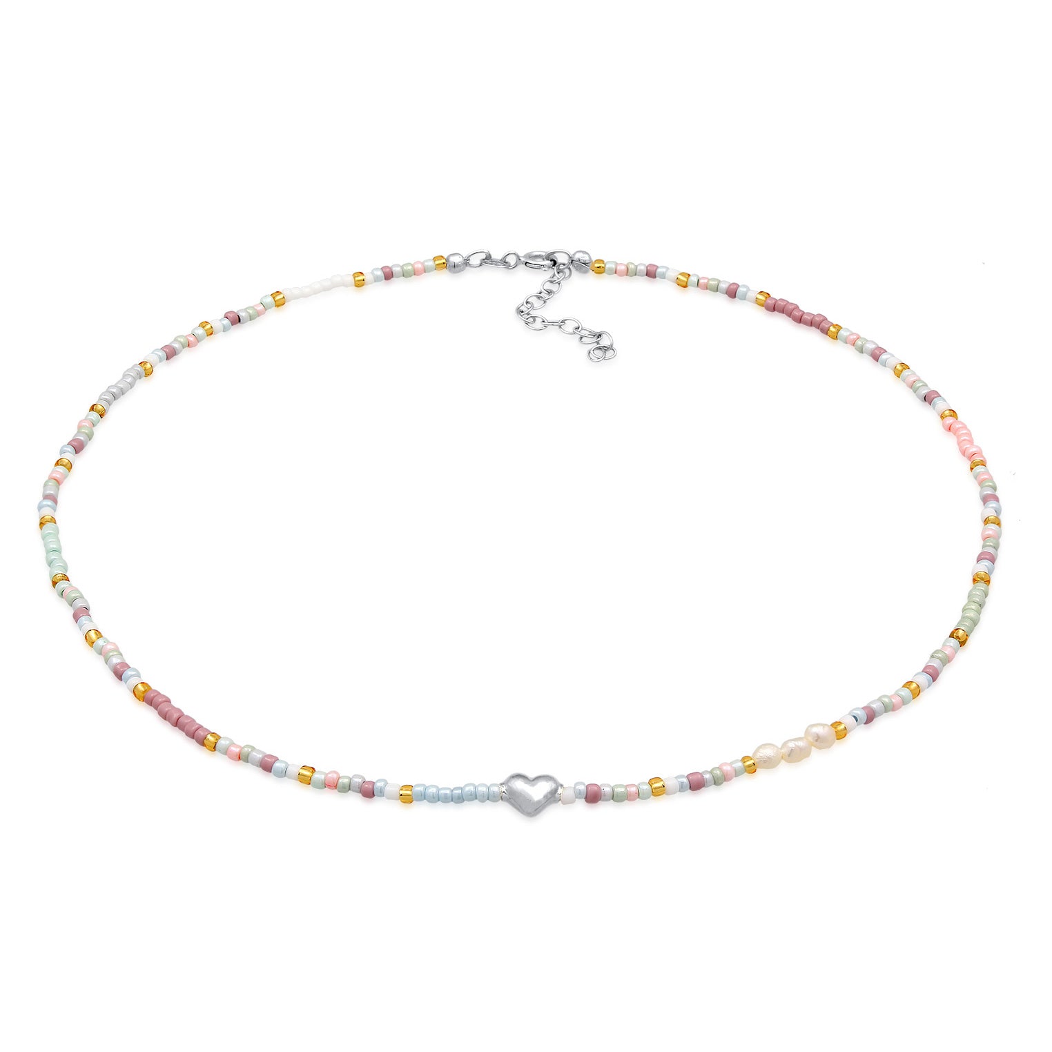 Silber - Elli | Choker Beads Herz | 925er Sterling Silber