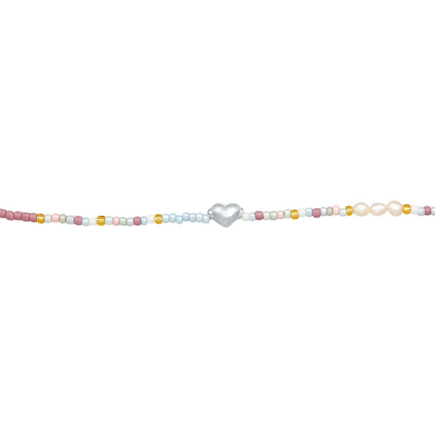 Silber - Elli | Choker Beads Herz | 925er Sterling Silber