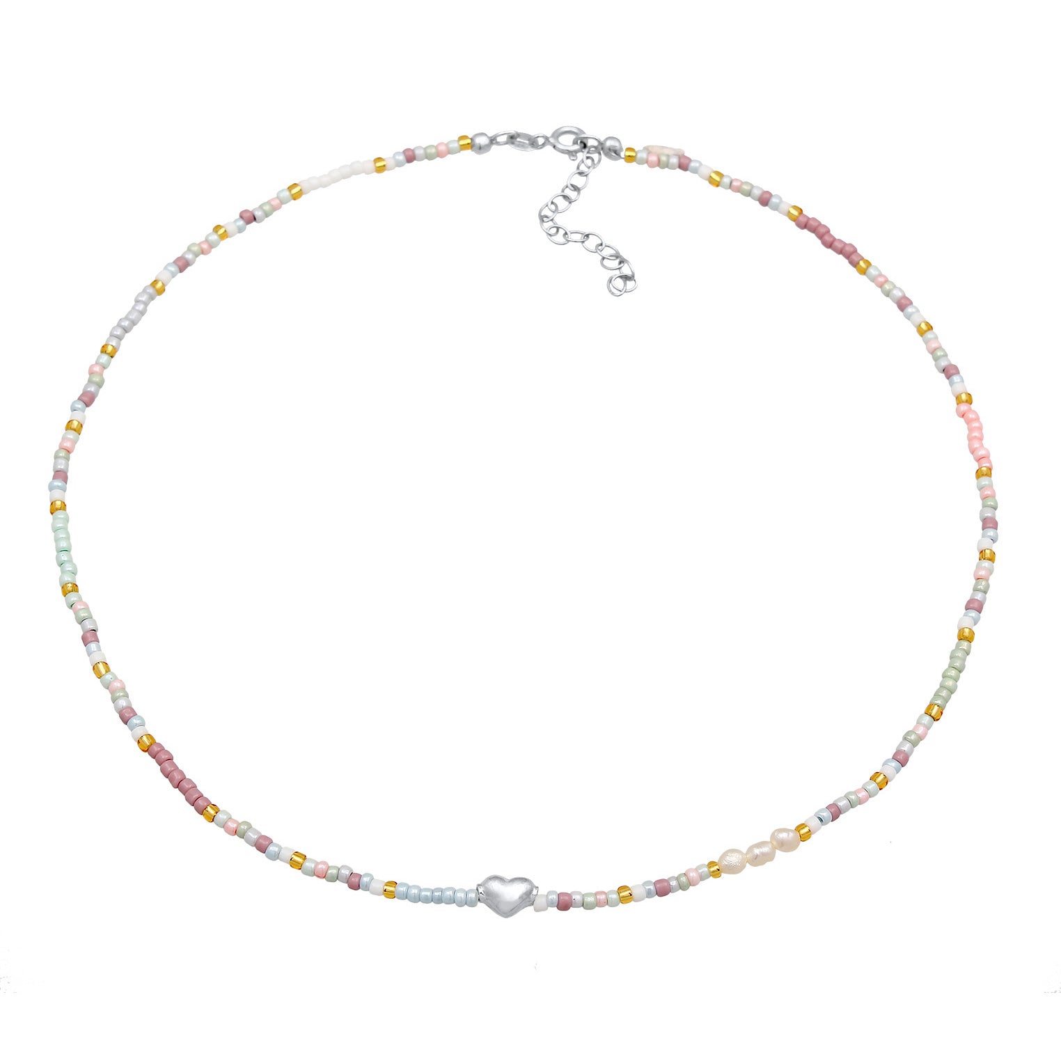 Silber - Elli | Choker Beads Herz | 925er Sterling Silber