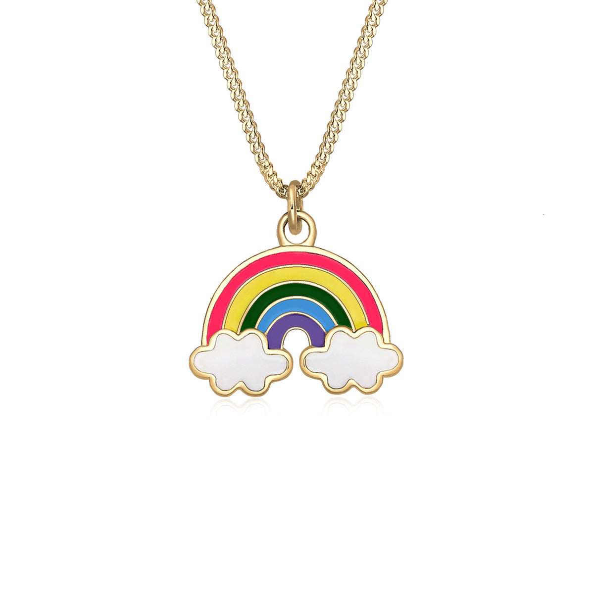 Gold - Elli | Halskette Regenbogen | Emaille | 925er Sterling Silber Vergoldet