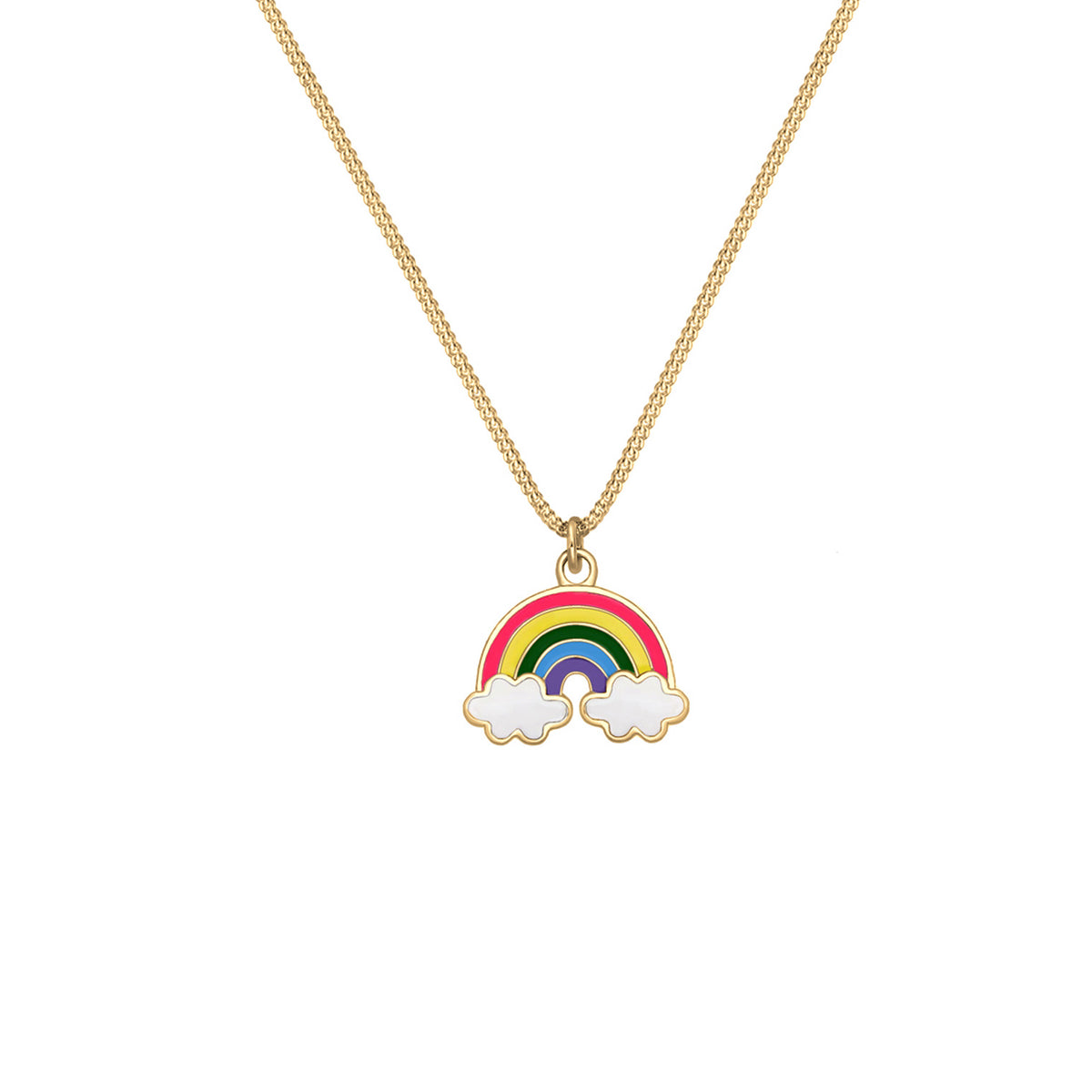 Gold - Elli | Halskette Regenbogen | Emaille | 925er Sterling Silber Vergoldet
