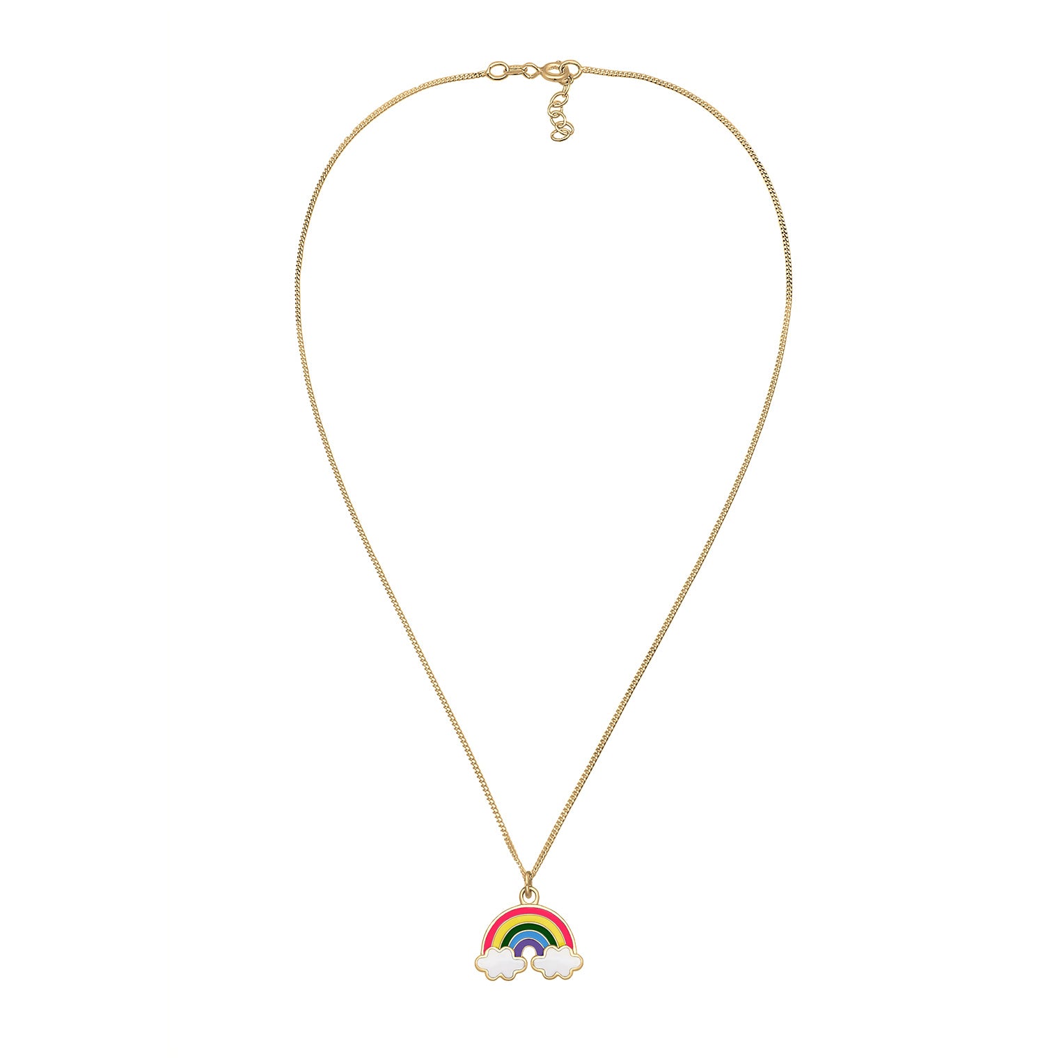 Gold - Elli | Halskette Regenbogen | Emaille | 925er Sterling Silber Vergoldet