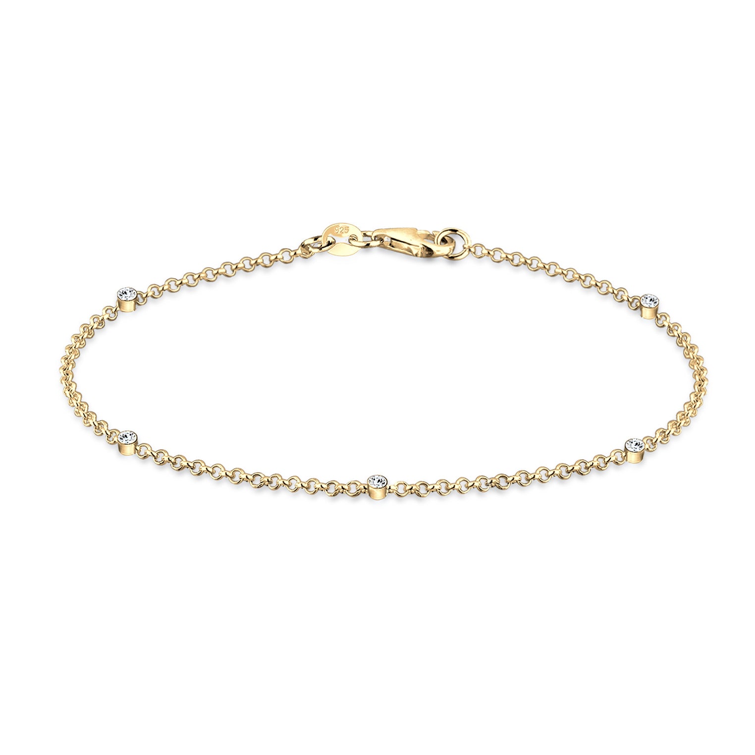 Gold - Elli | Armband | Kristall (Weiß) | 925er Sterling Silber Vergoldet