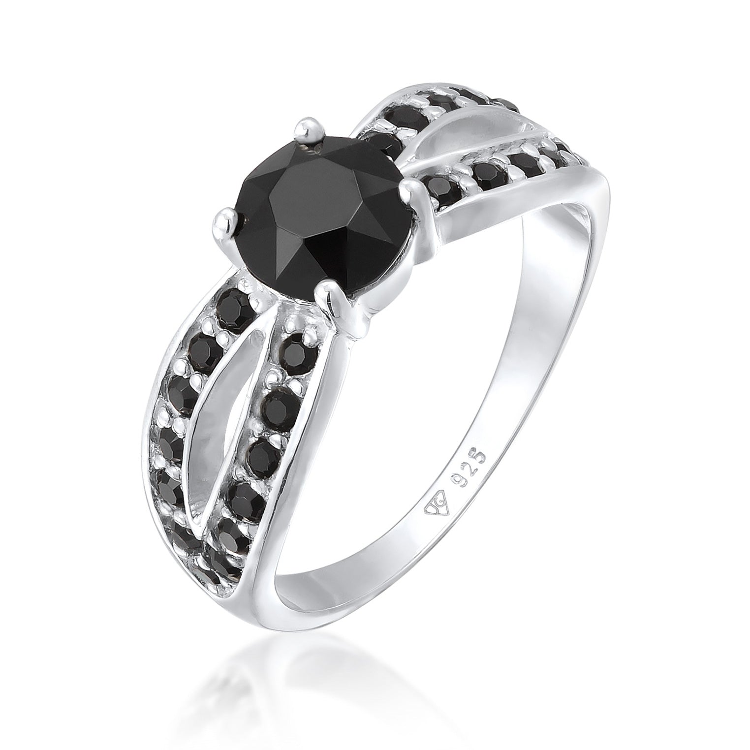 Schwarz - Elli | Solitär-Ring | Kristall (Schwarz) | 925er Sterling Silber
