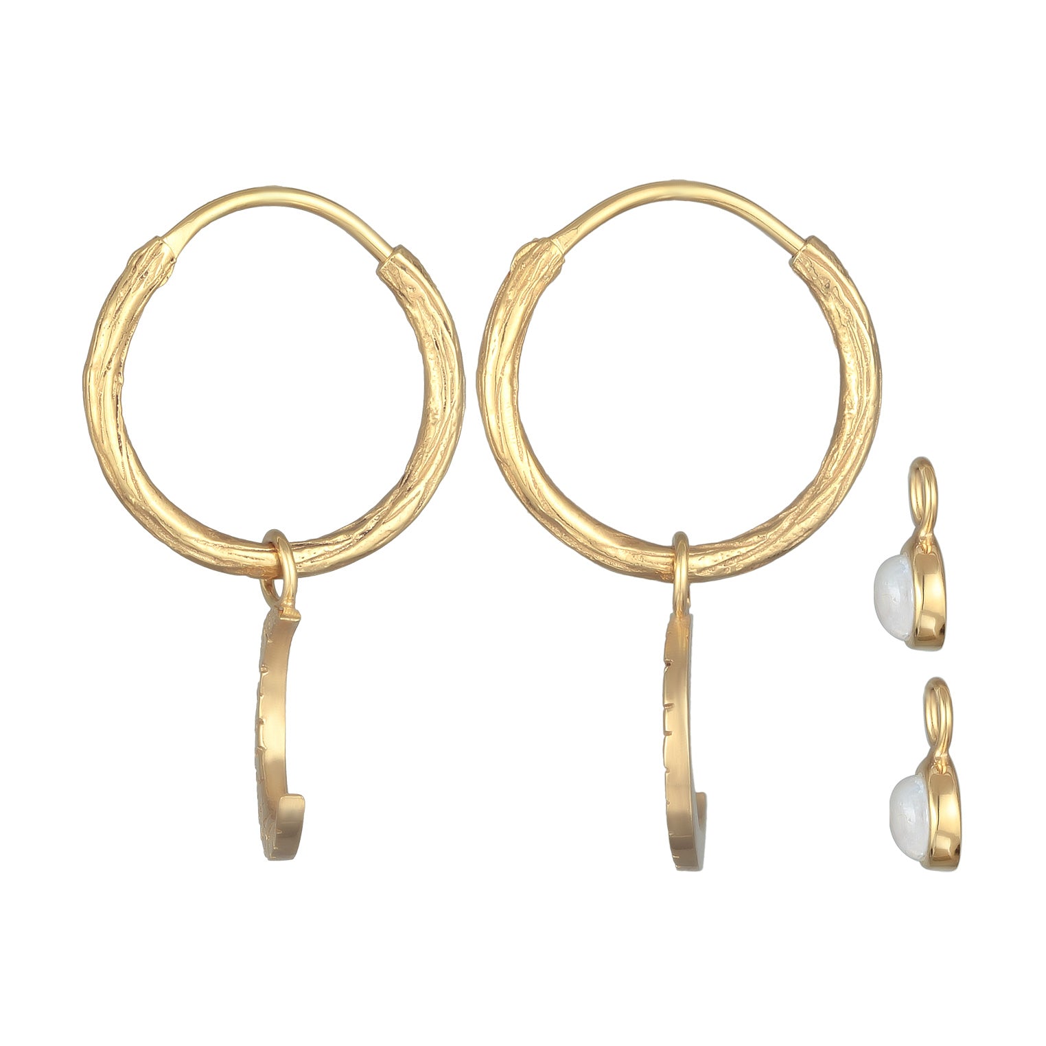 Gold - Elli PREMIUM | Creolen Set Einhänger Halbmond | 925er Sterling Silber Vergoldet