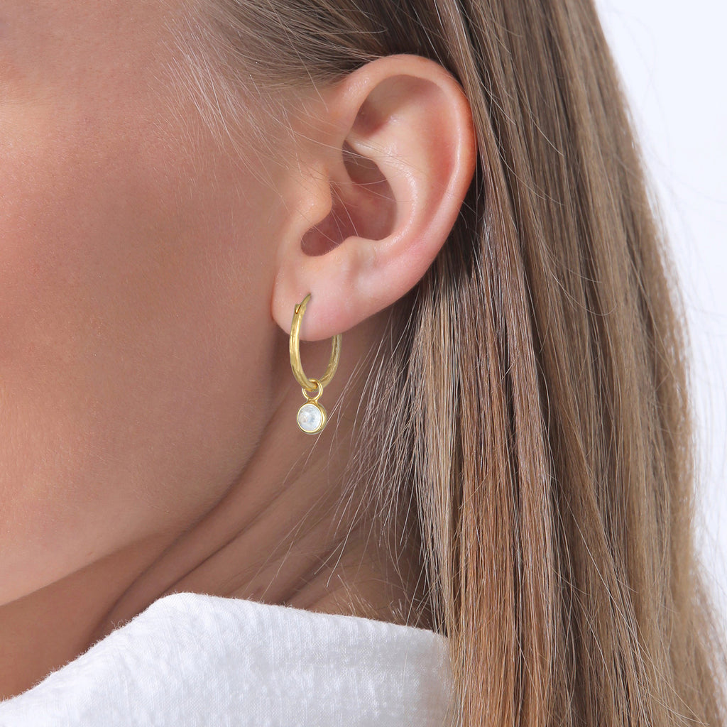 Gold - Elli PREMIUM | Creolen Set Einhänger Halbmond | 925er Sterling Silber Vergoldet