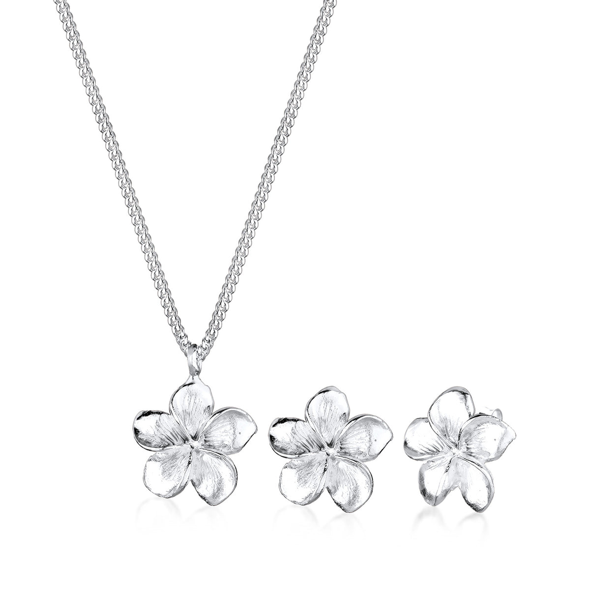 Silber - Elli | Schmuckset Frangipani Blüte | 925 Sterling Silber