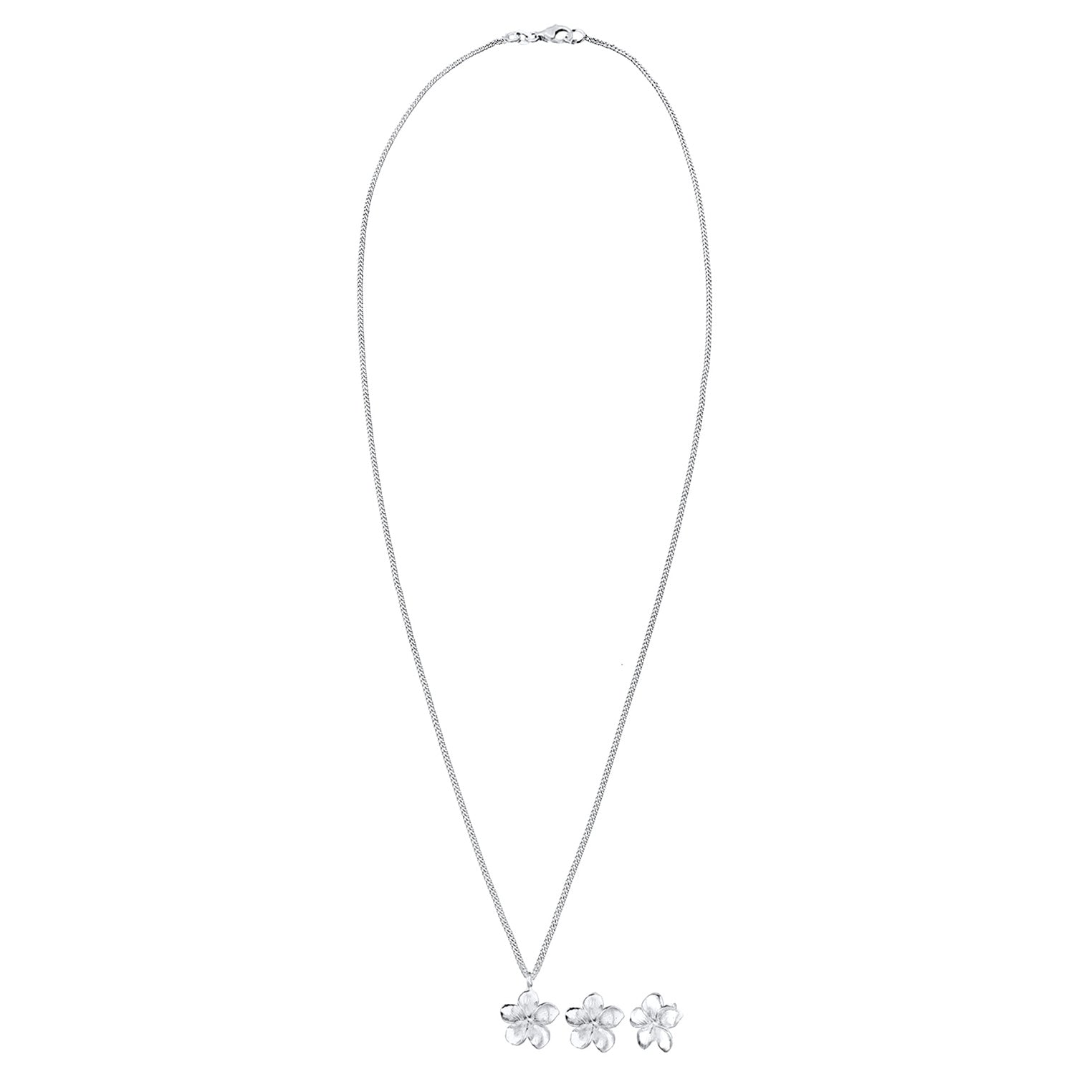 Silber - Elli | Schmuckset Frangipani Blüte | 925 Sterling Silber