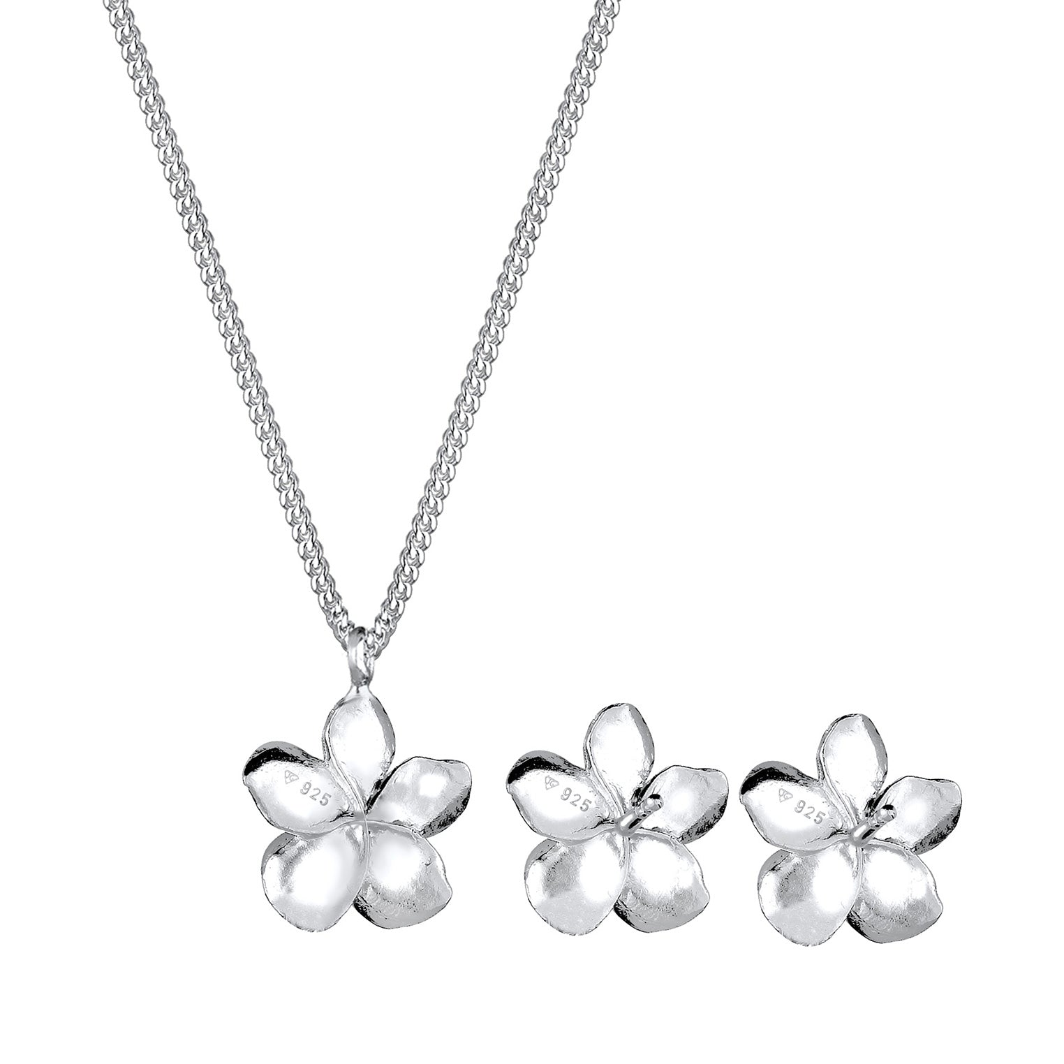 Silber - Elli | Schmuckset Frangipani Blüte | 925 Sterling Silber