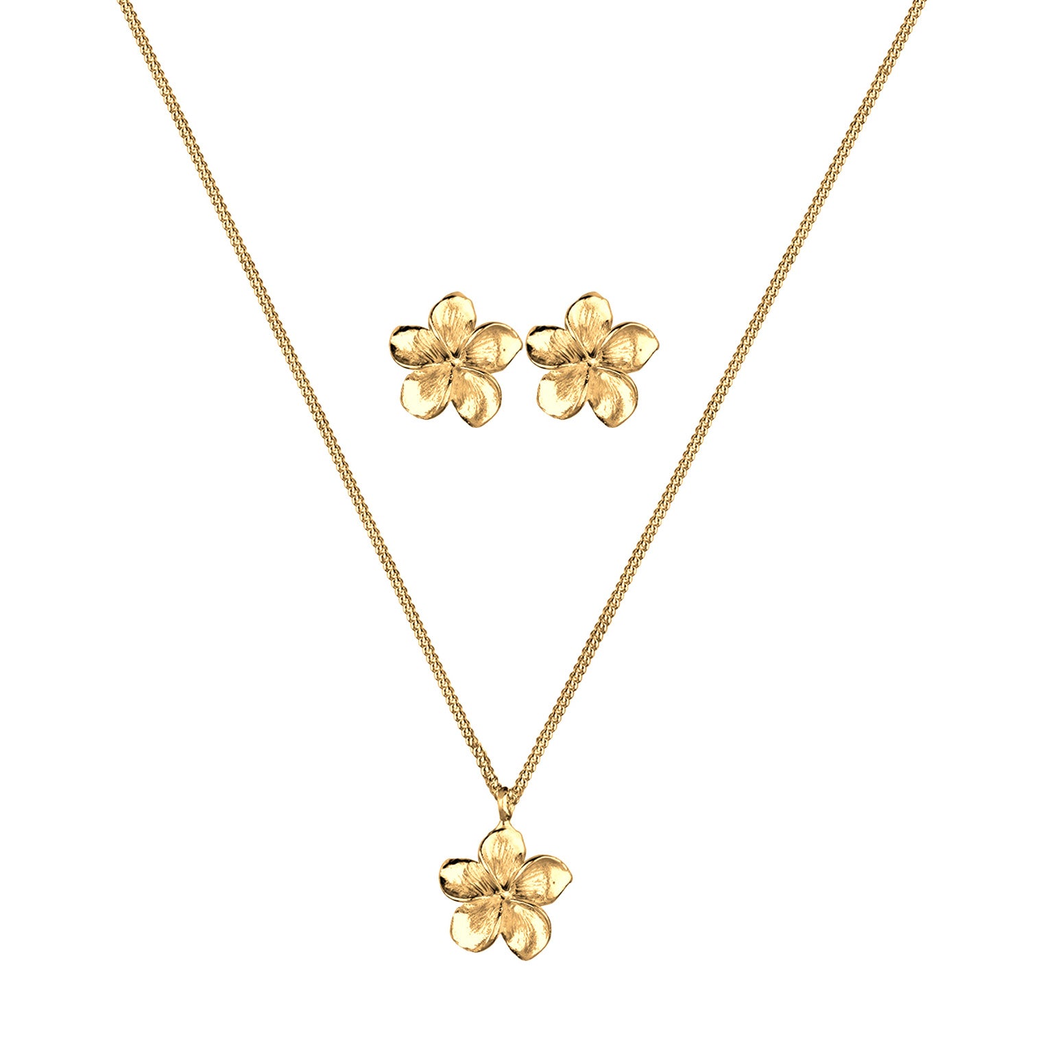 Gold - Elli | Schmuckset Frangipani Blüte | 925 Sterling Silber Vergoldet