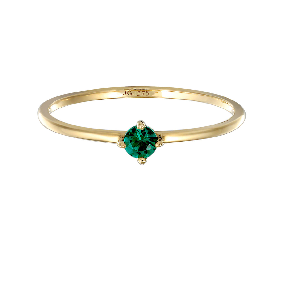 Gold - Elli PREMIUM | Solitär-Ring | synth. Smaragd (Grün) | 925er Sterling Silber