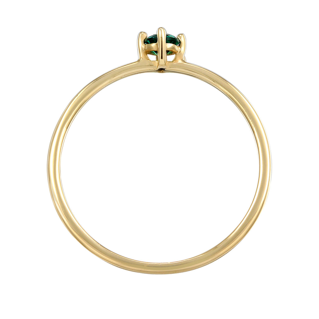 Gold - Elli PREMIUM | Solitär-Ring | synth. Smaragd (Grün) | 925er Sterling Silber