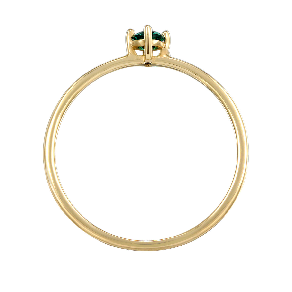 Gold - Elli PREMIUM | Solitär-Ring | synth. Smaragd (Grün) | 925er Sterling Silber