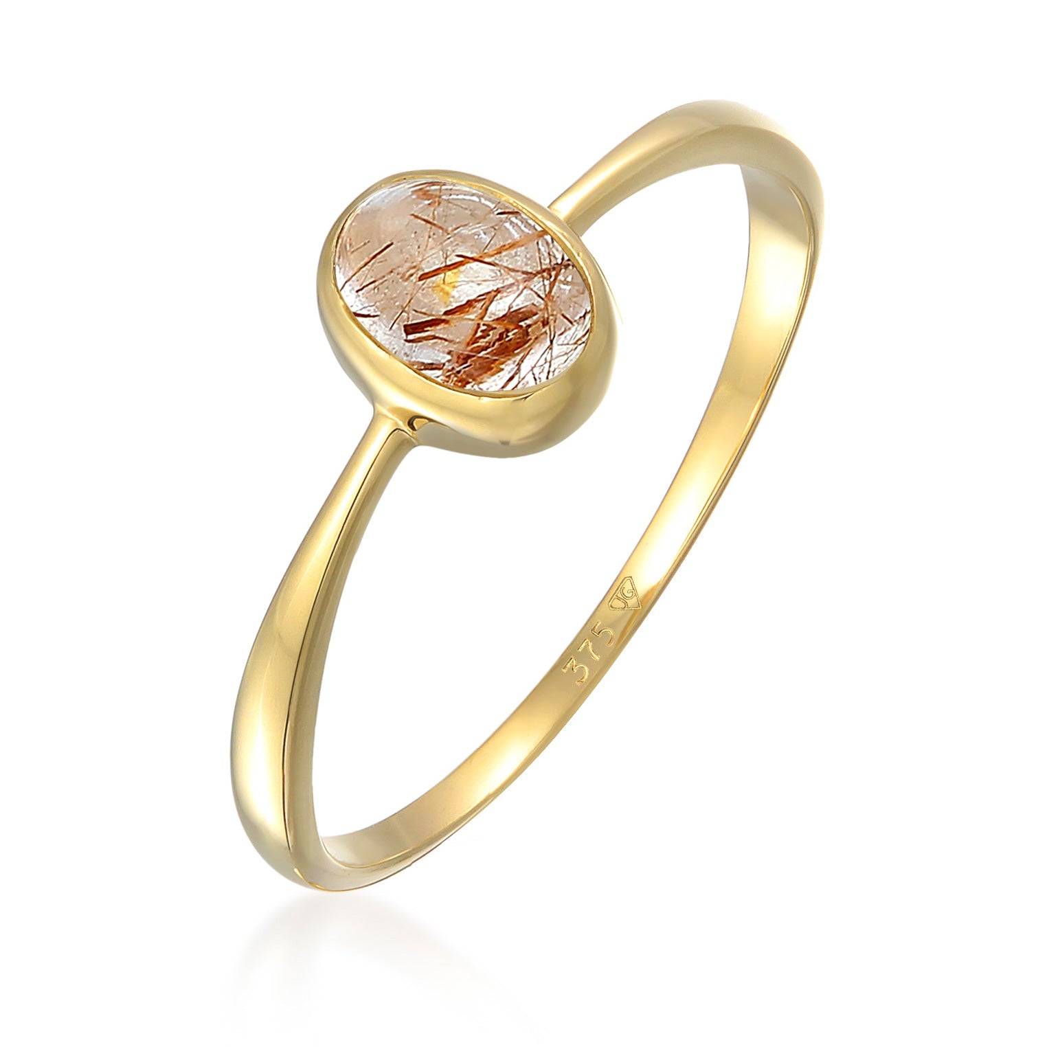 Gold - Elli PREMIUM | Solitär-Ring | Quarz (Rosa) | 375er Gelbgold