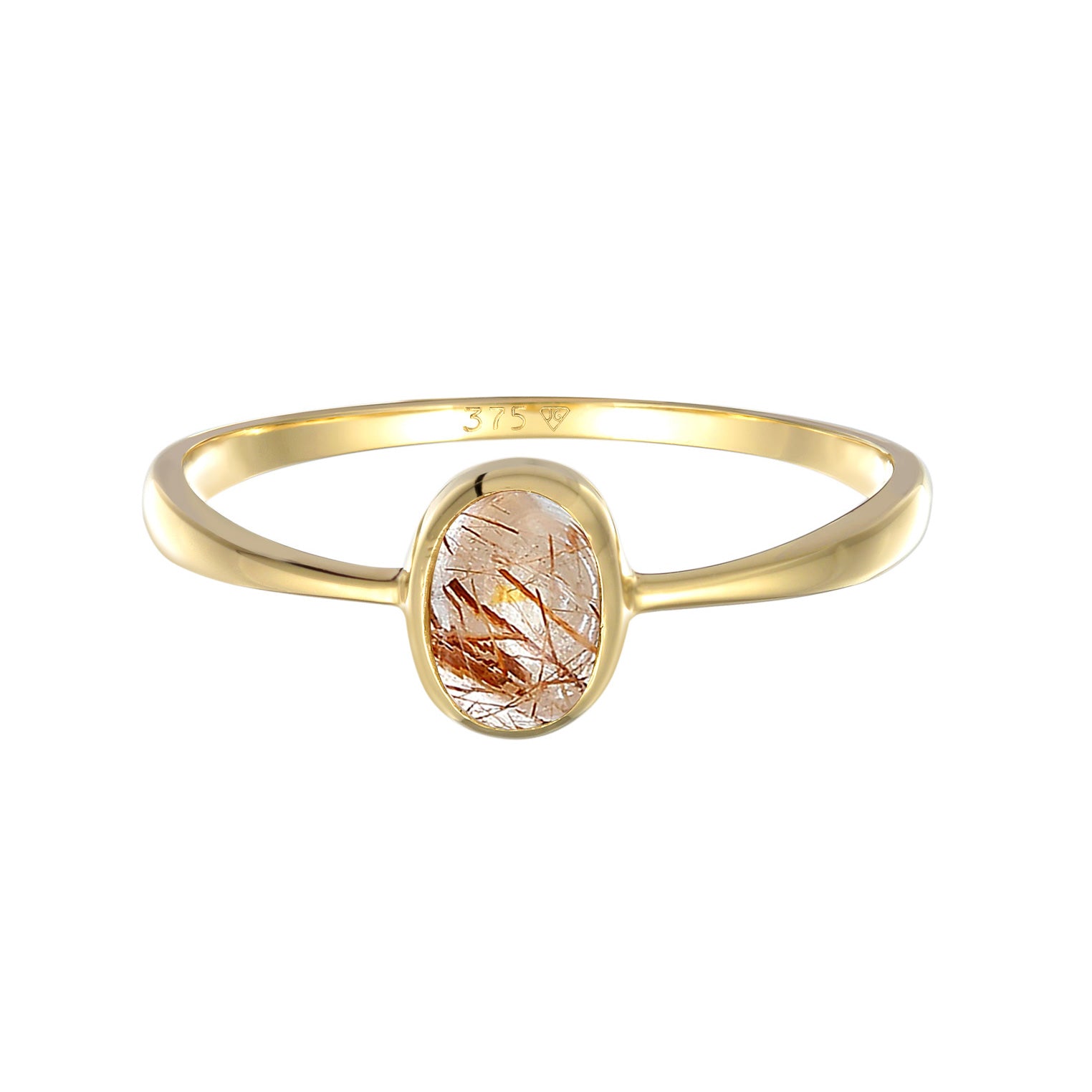 Gold - Elli PREMIUM | Solitär-Ring | Quarz (Rosa) | 375er Gelbgold