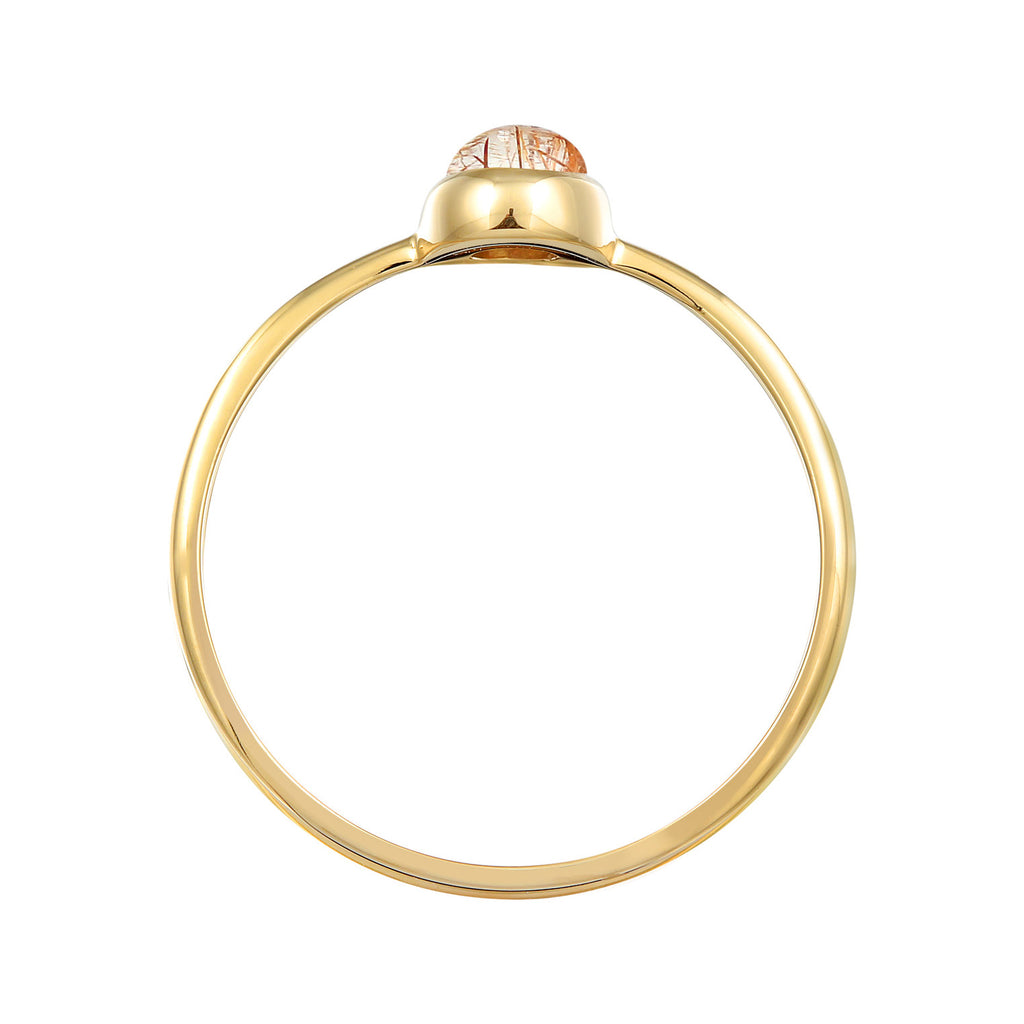 Gold - Elli PREMIUM | Solitär-Ring | Quarz (Rosa) | 375er Gelbgold