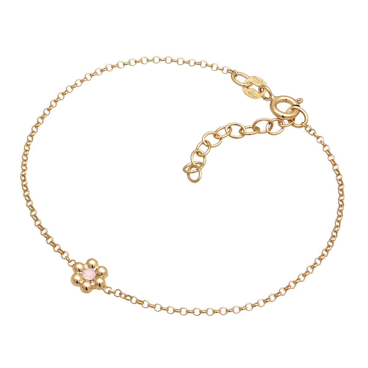 Gold - Elli | Armband Blüte | Kristall (Rosa) | 925er Sterling Silber Vergoldet