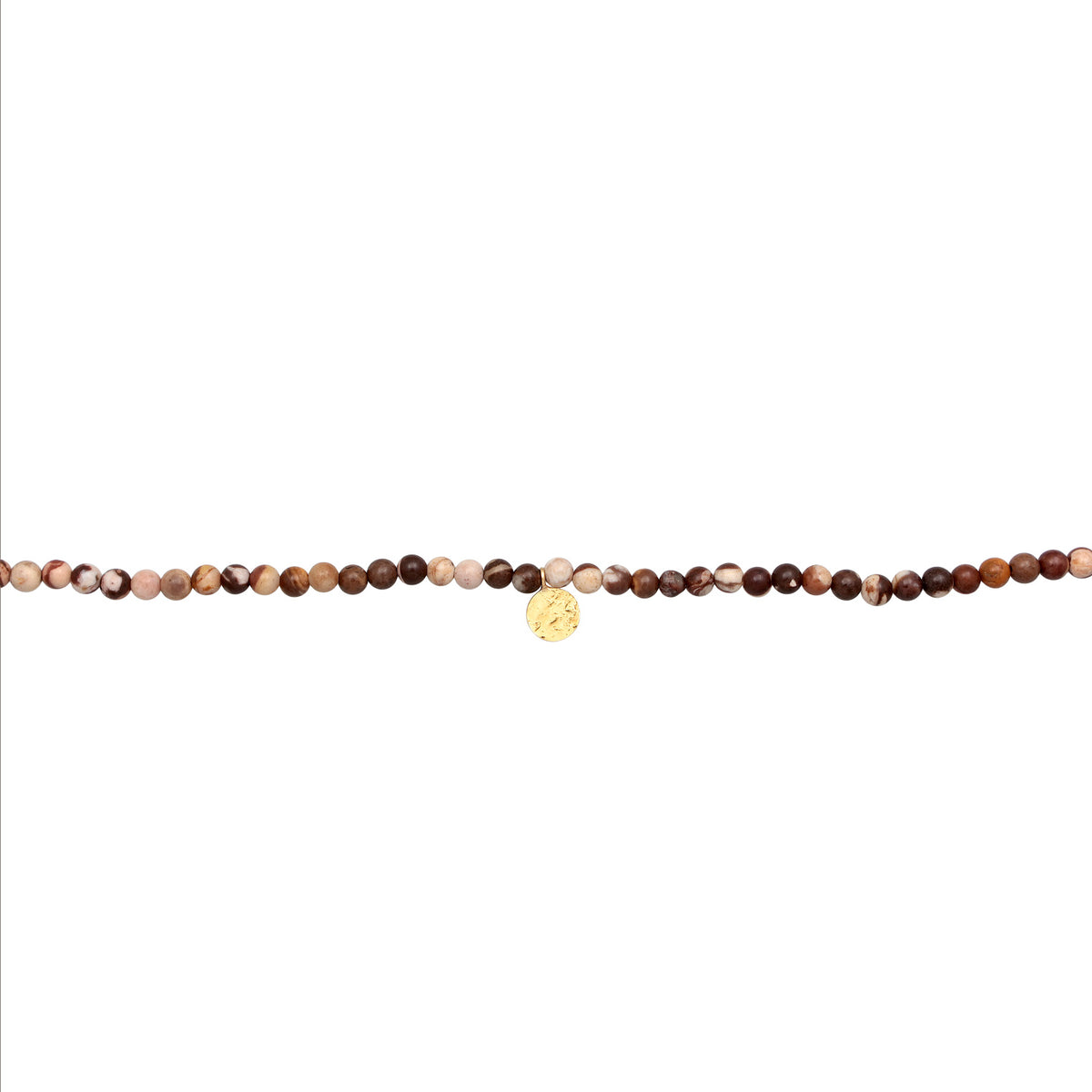 Braun - Elli PREMIUM | Halskette Plättchen Beads | Jasper Edelsteine | 925er Sterling Silber Vergoldet