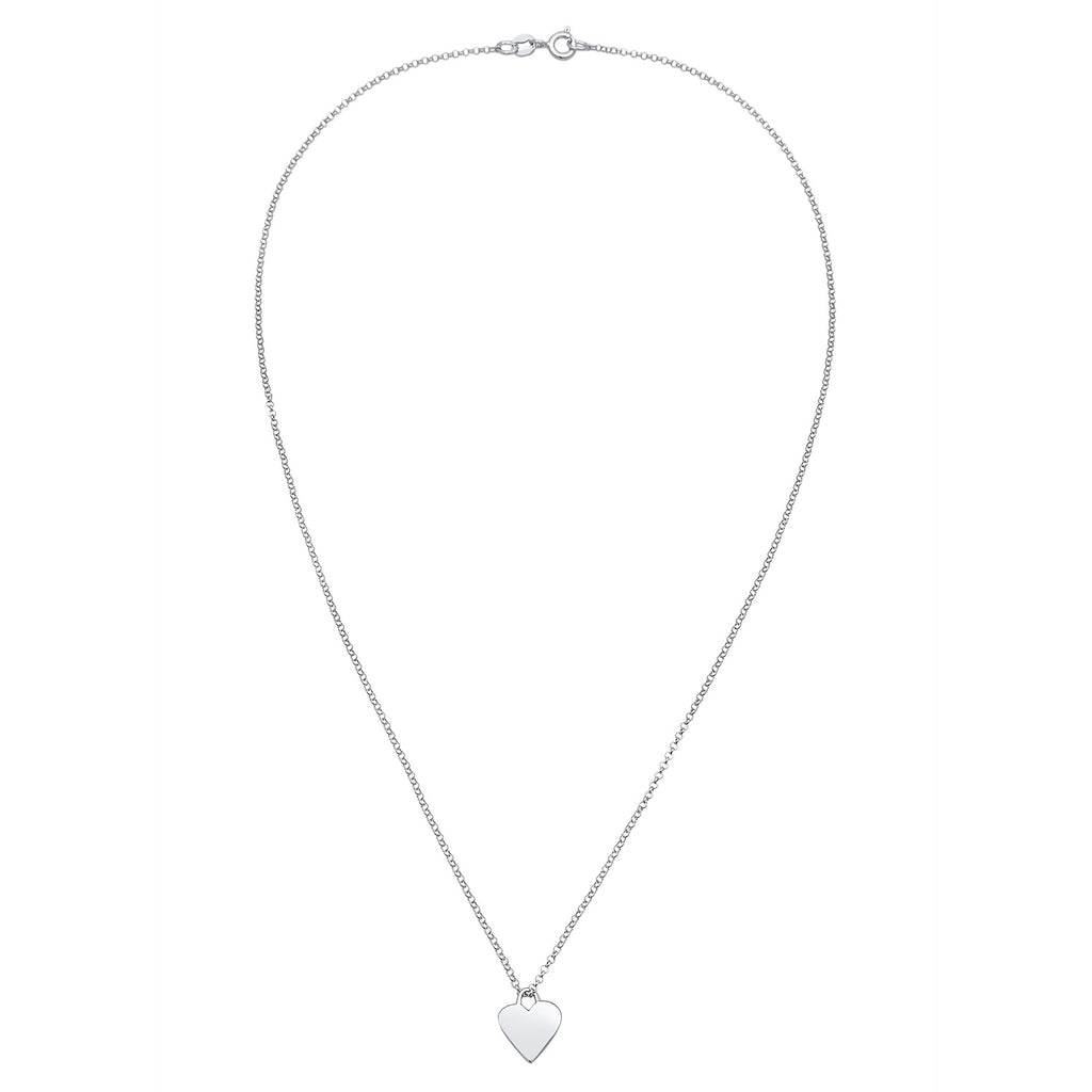 Silber - Elli | Halskette Herz Plättchen | 925er Sterling Silber
