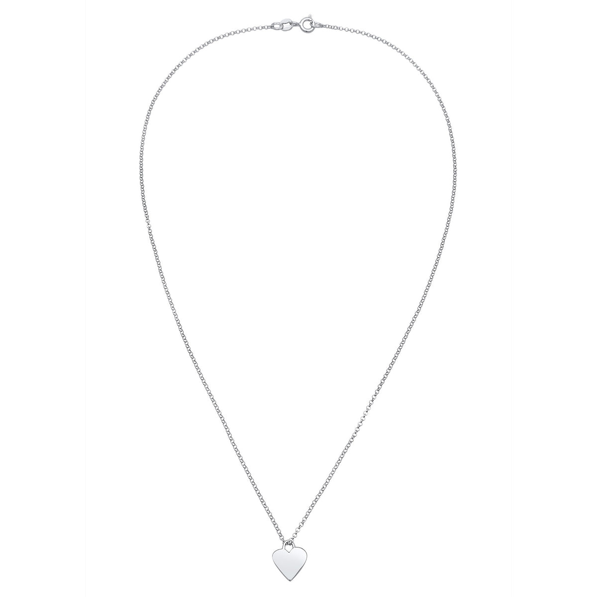Silber - Elli | Halskette Herz Plättchen | 925er Sterling Silber