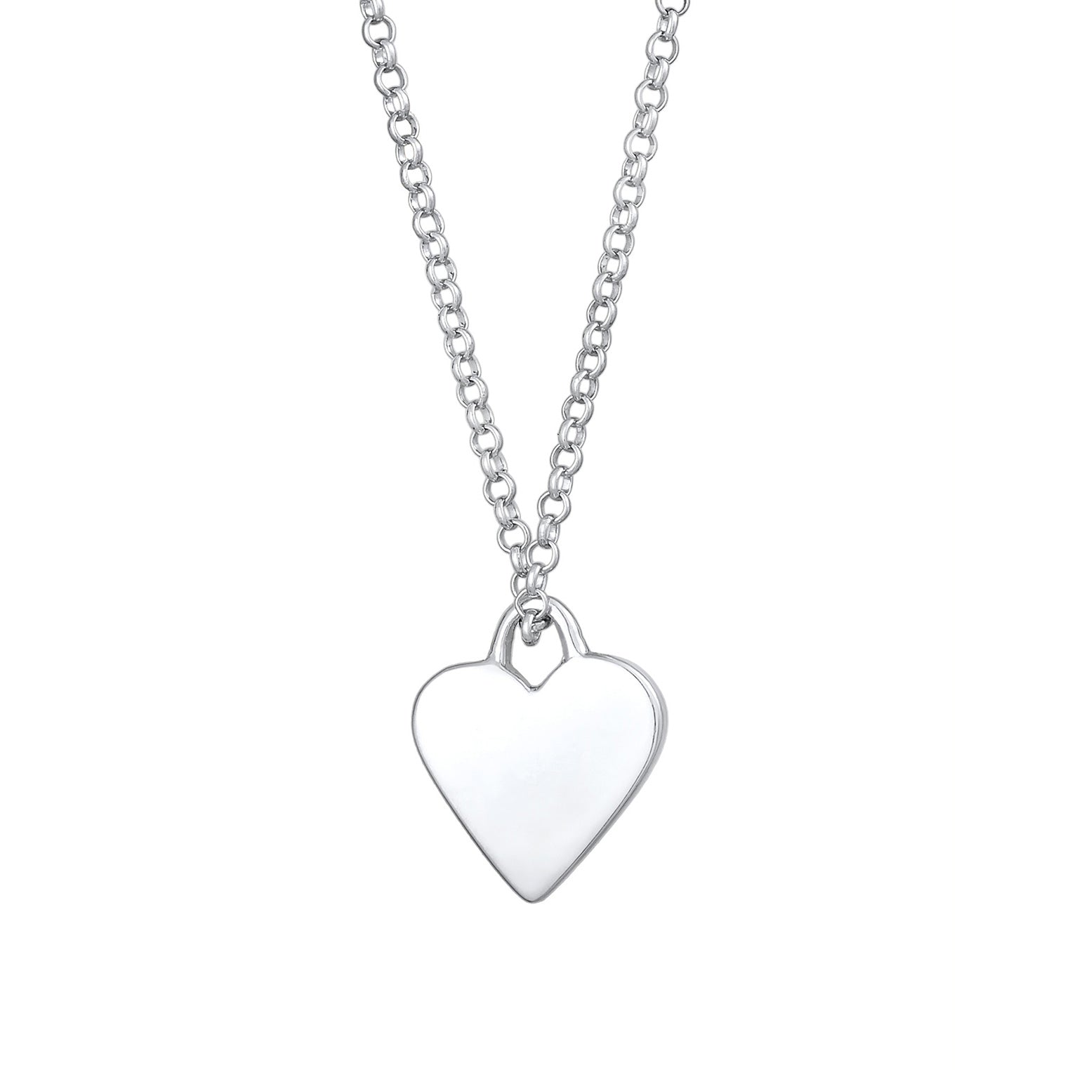 Silber - Elli | Halskette Herz Plättchen | 925er Sterling Silber