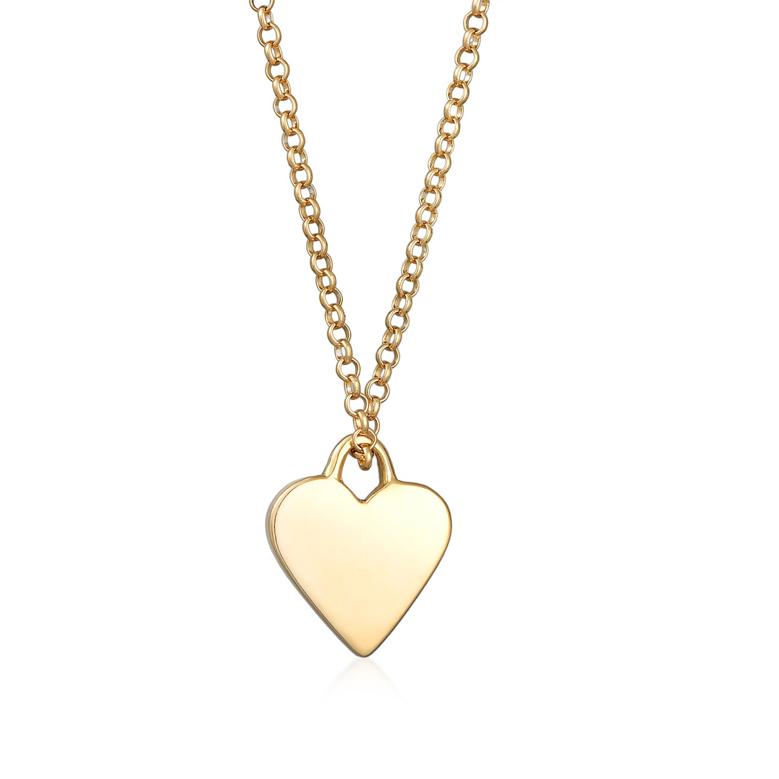 Gold - Elli | Halskette Herz Plättchen | 925er Sterling Silber Vergoldet