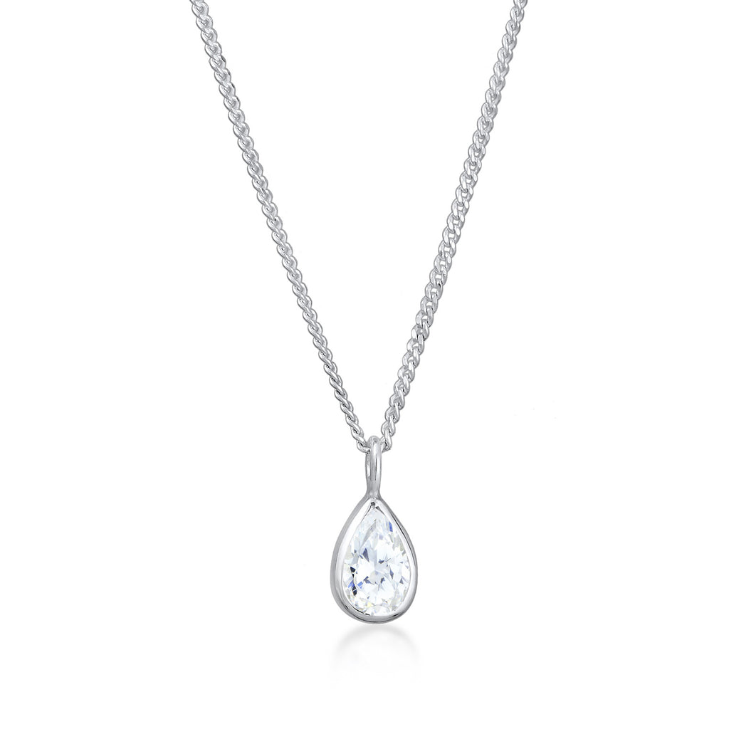 Silber - Elli | Halskette Tropfen | Zirkonia (Weiß) | 925er Sterling Silber
