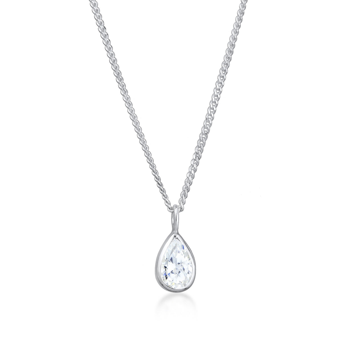 Silber - Elli | Halskette Tropfen | Zirkonia (Weiß) | 925er Sterling Silber