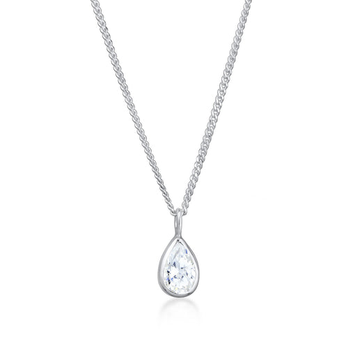 Silber - Elli | Halskette Tropfen | Zirkonia (Weiß) | 925er Sterling Silber