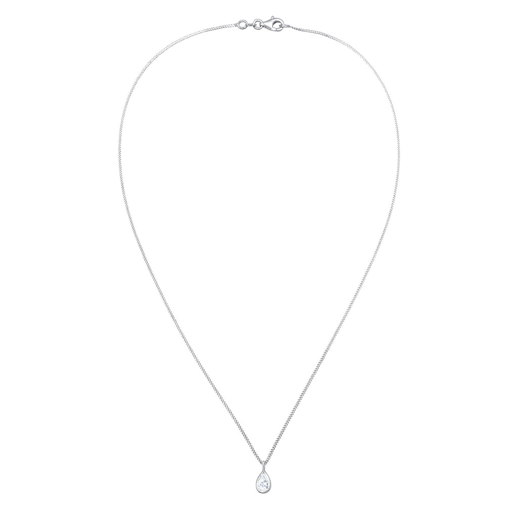 Silber - Elli | Halskette Tropfen | Zirkonia (Weiß) | 925er Sterling Silber