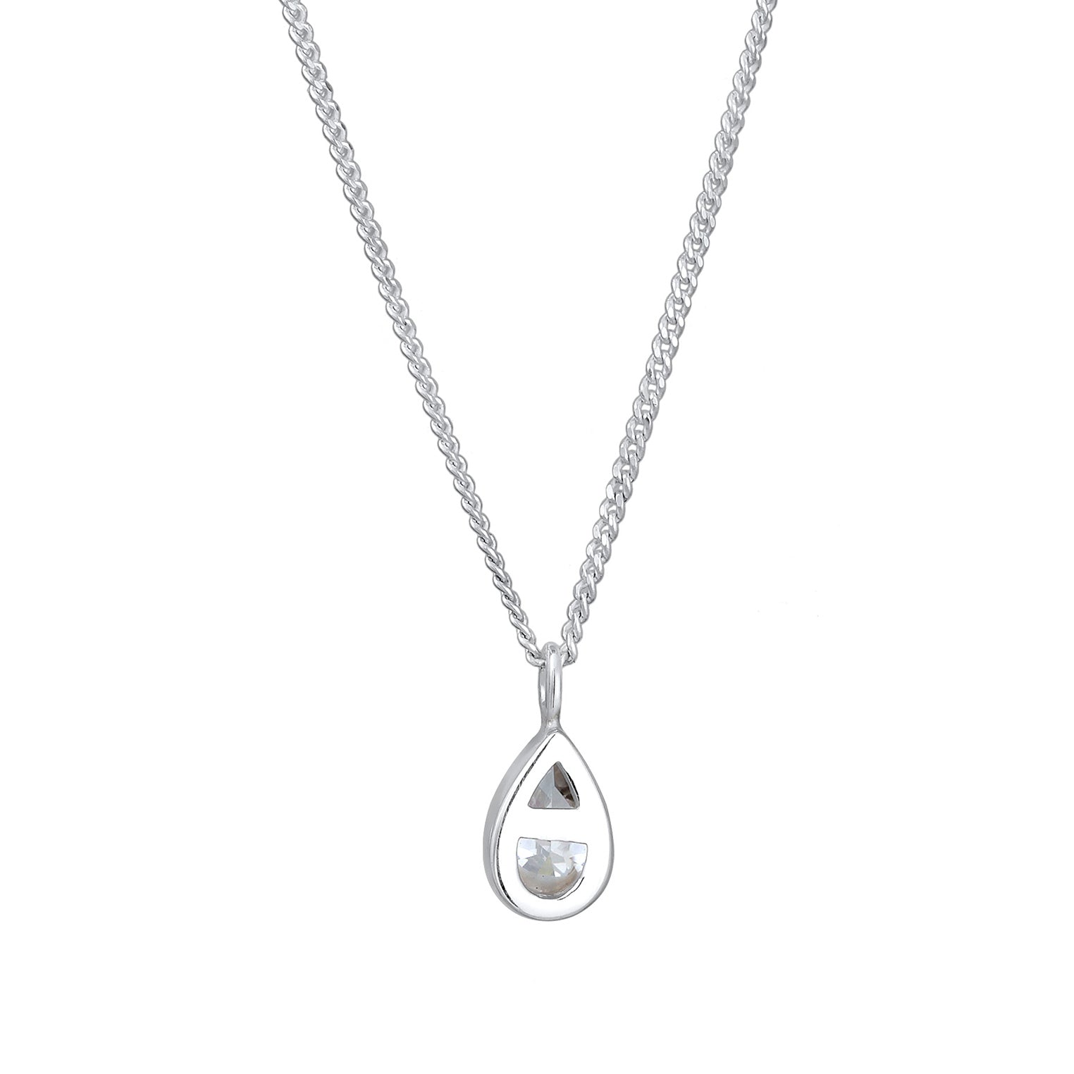 Silber - Elli | Halskette Tropfen | Zirkonia (Weiß) | 925er Sterling Silber