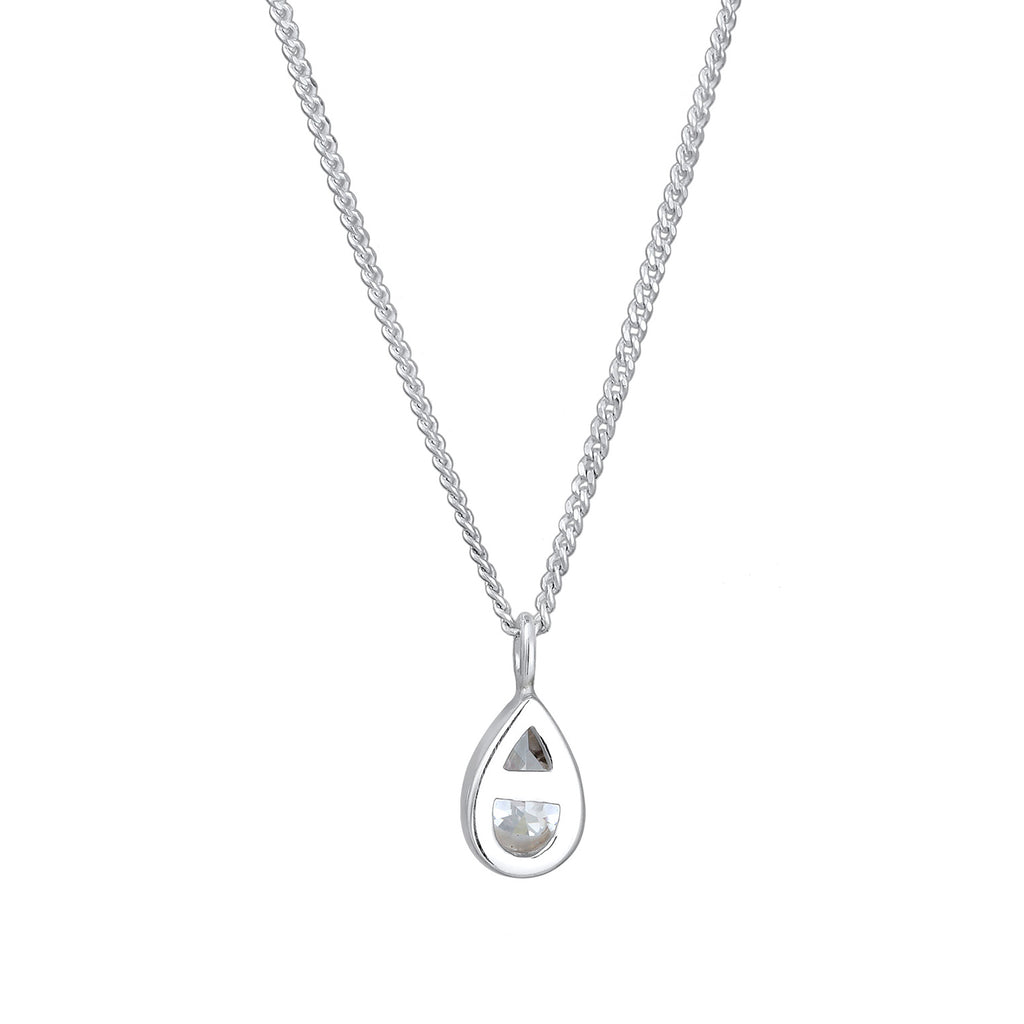 Silber - Elli | Halskette Tropfen | Zirkonia (Weiß) | 925er Sterling Silber
