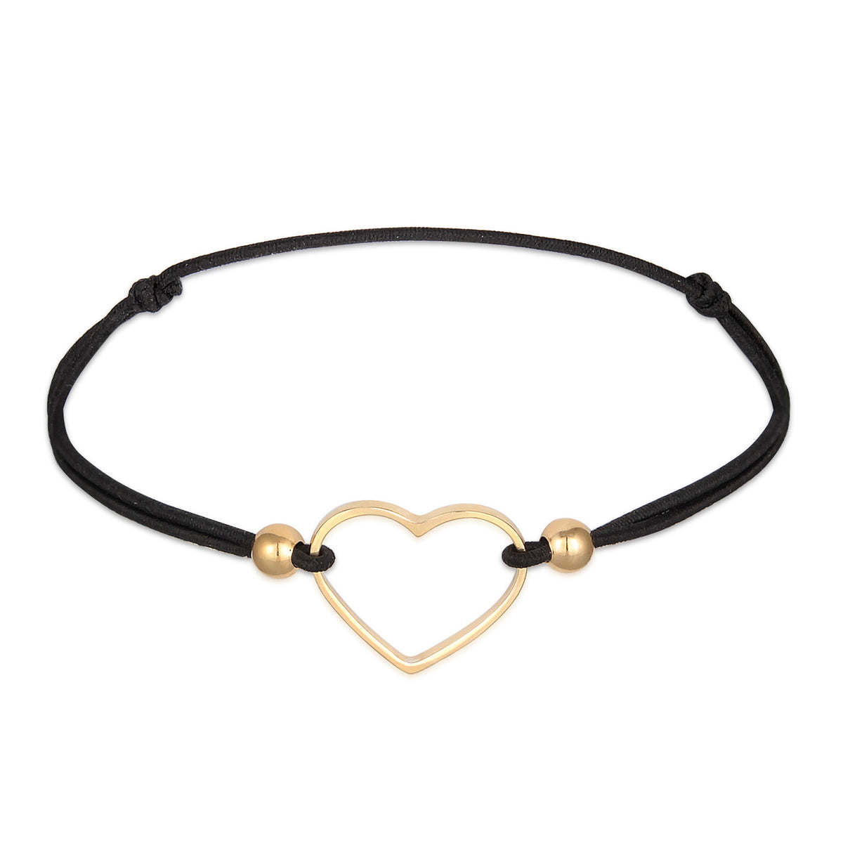 Gold - Elli | Armband Herz | Gummiband | 925er Sterling Silber Vergoldet