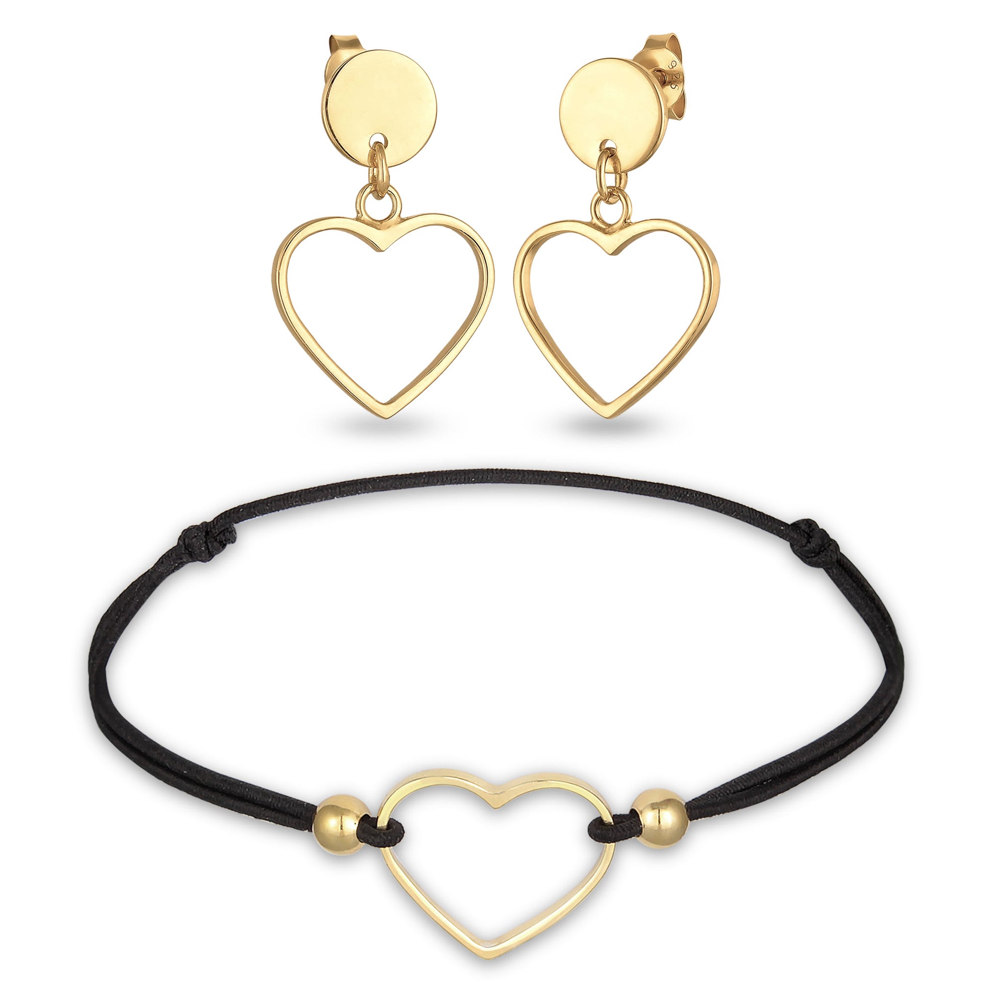 Outline Herz Band Armband & Ohrringe Schmuck Set