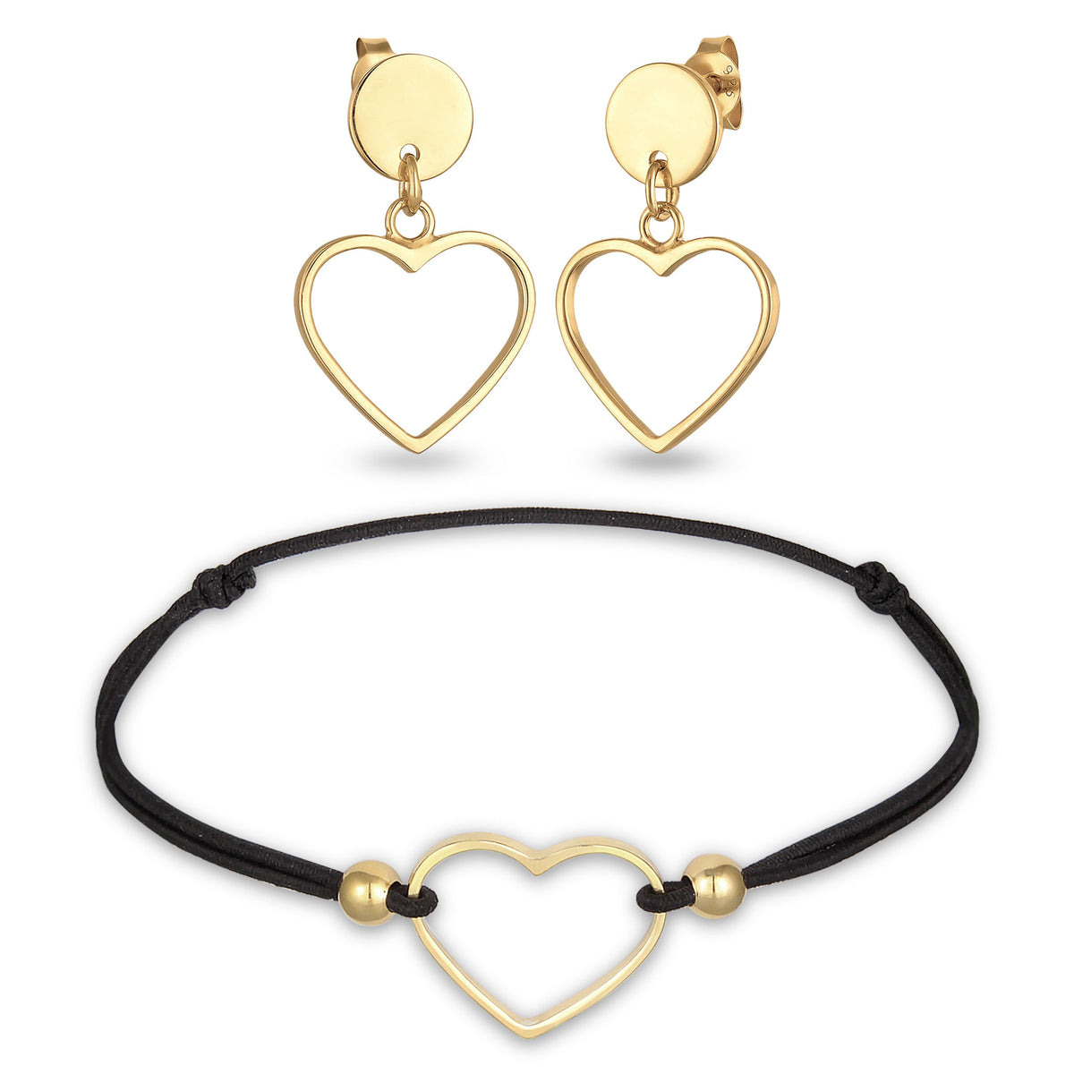 Outline Heart Band Bracelet &amp; Earrings Jewelry Set