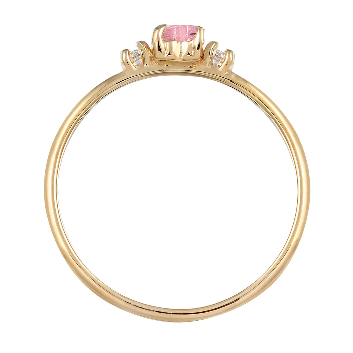 Pink - Elli | Verlobungsring Herz | Zirkonia (Rosa) | 925er Sterling Silber Vergoldet