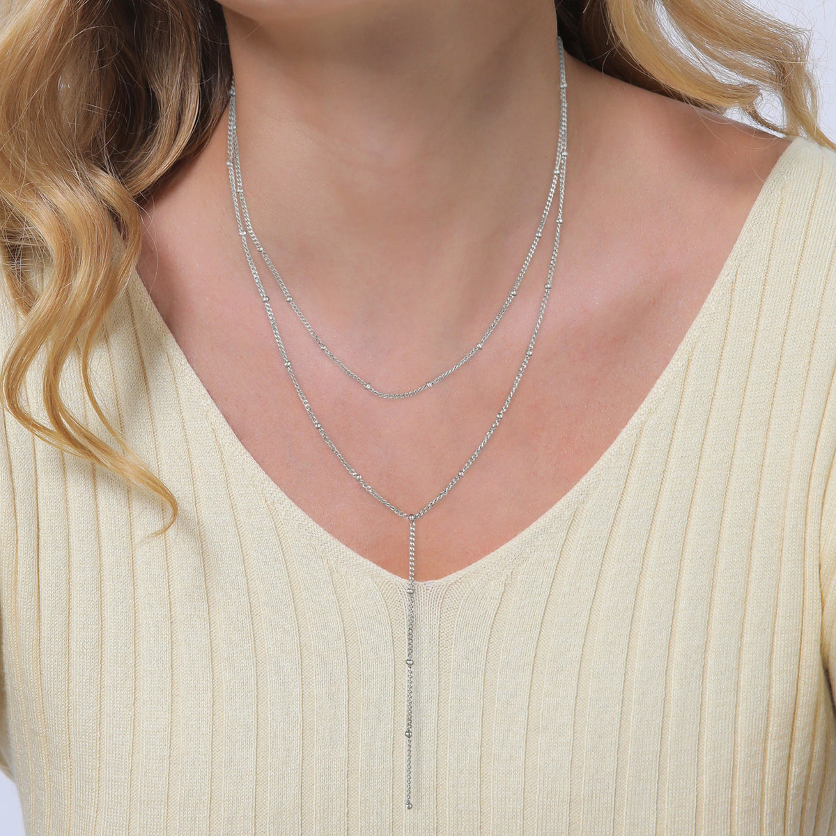 Silber - Elli | Y-Halskette Layer | 925er Sterling Silber